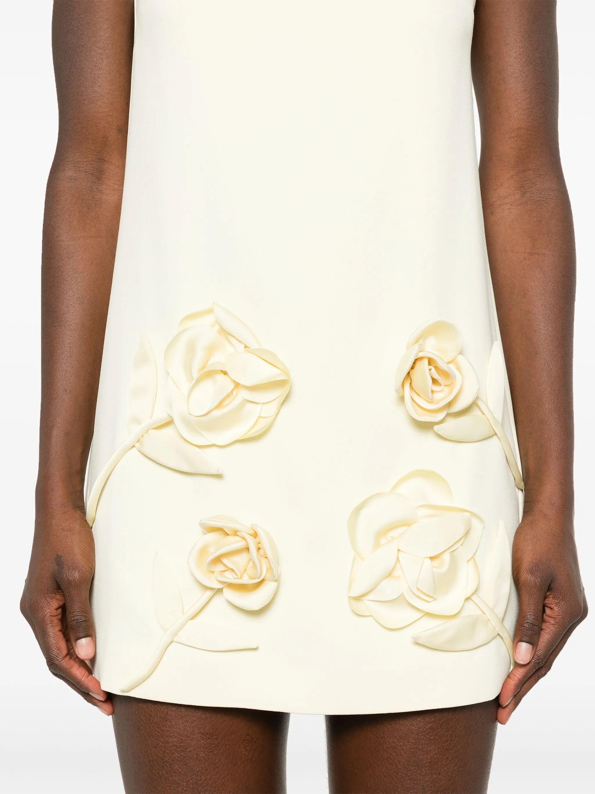 flower-appliqué mini dress
