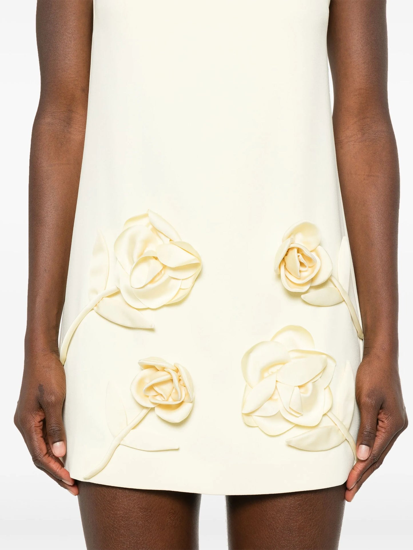 flower-appliqué mini dress