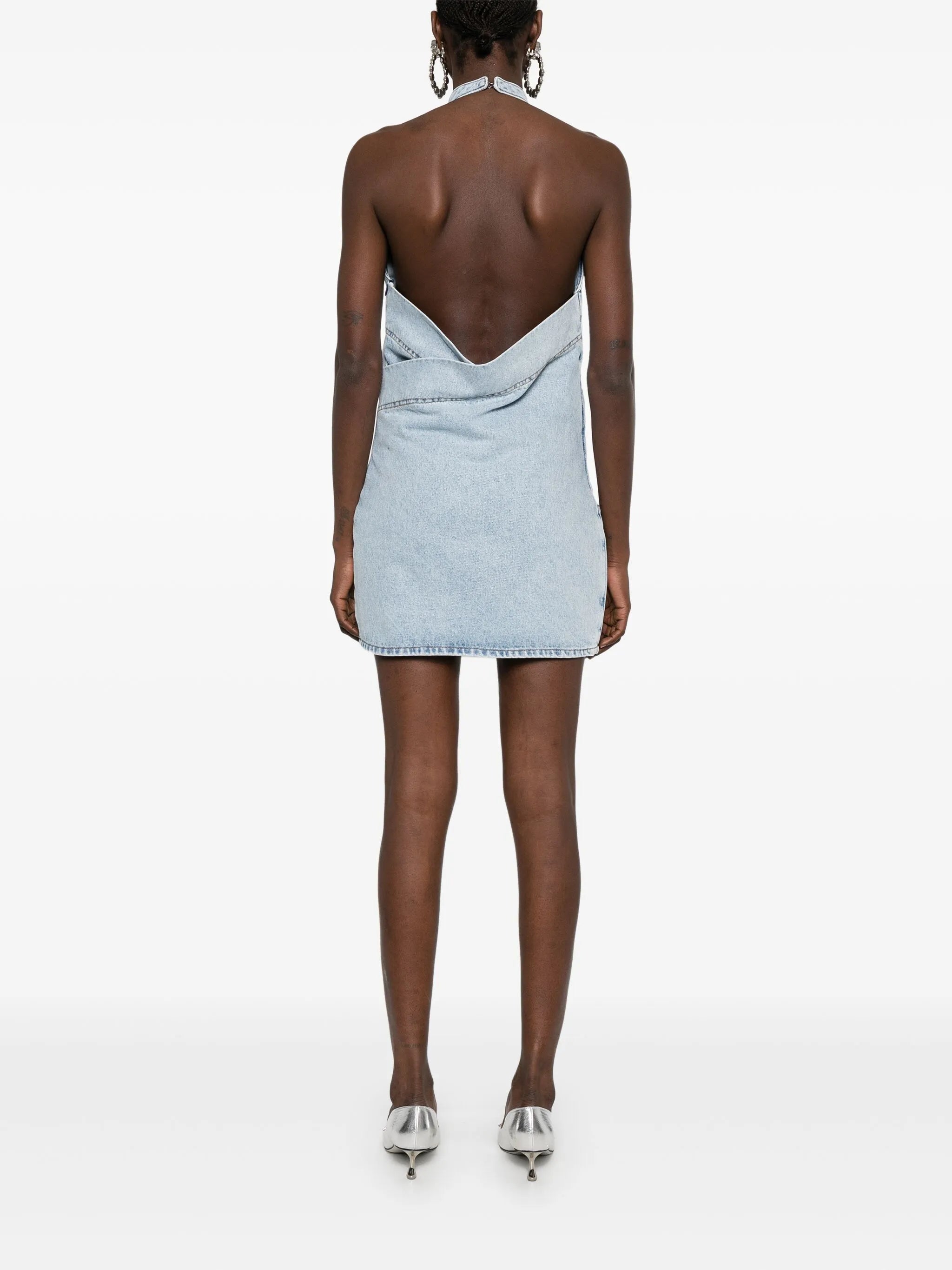 rose-appliqué mini dress