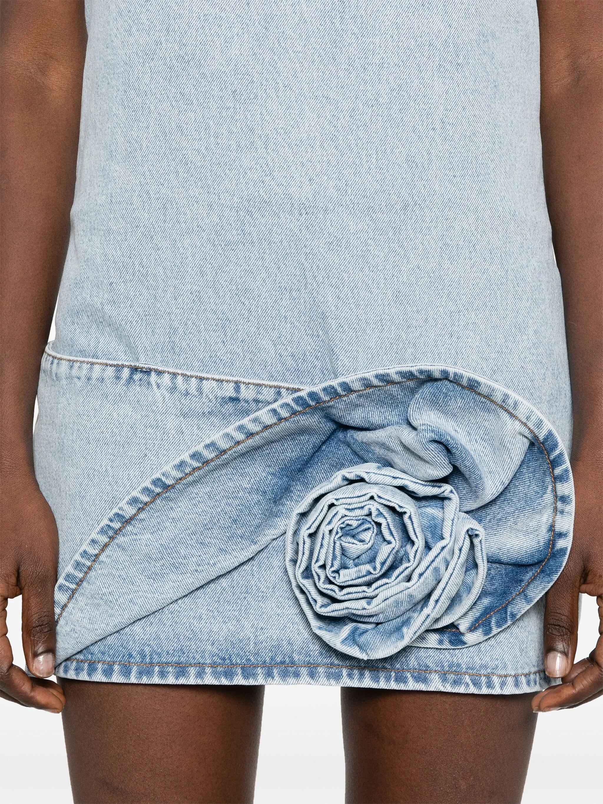 rose-appliqué mini dress