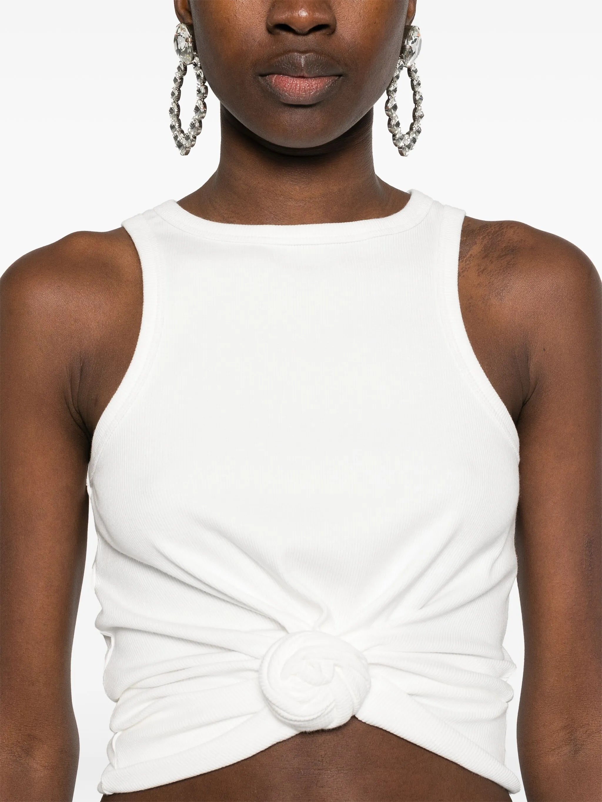 rose-appliqué tank top