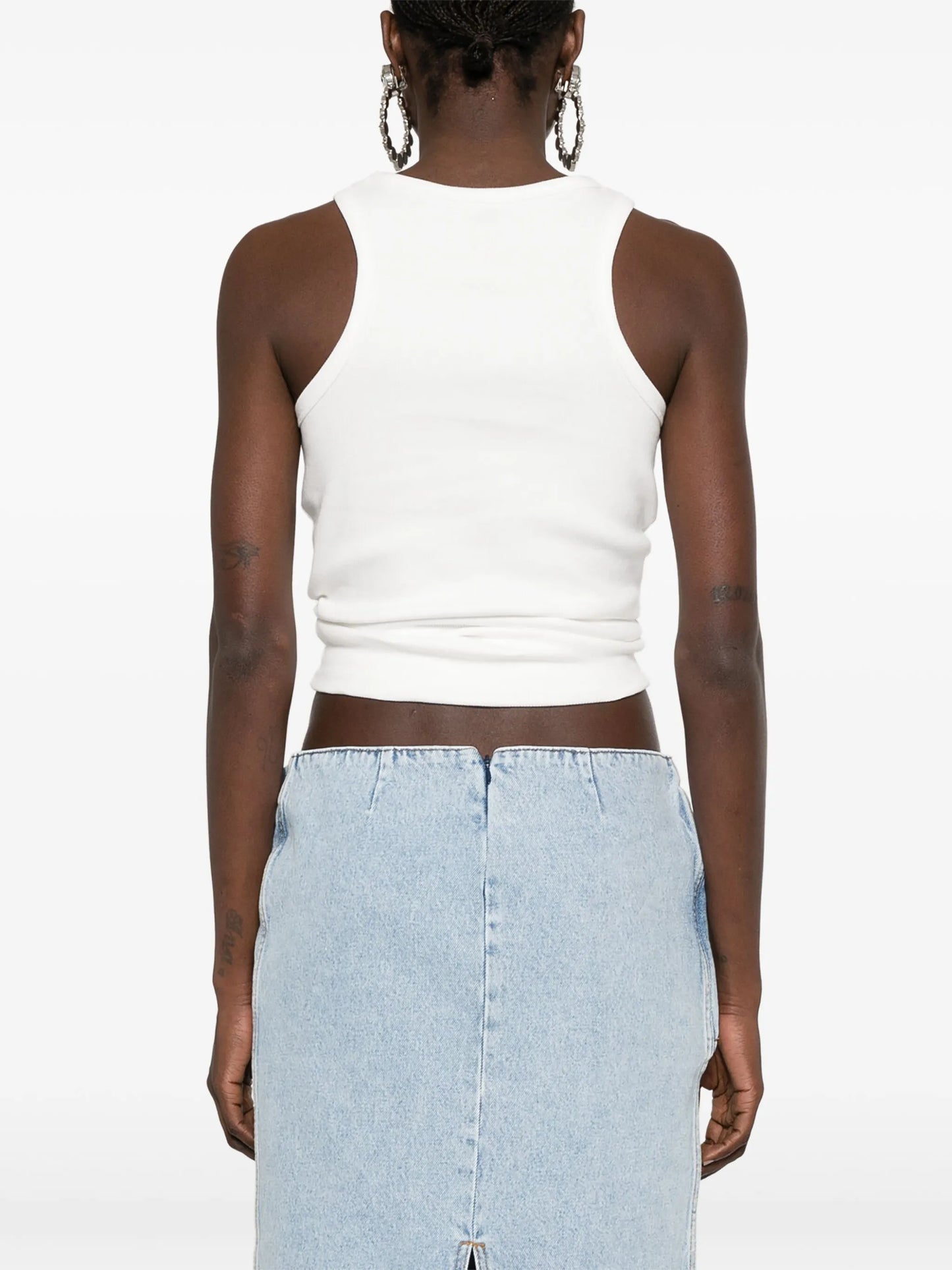 rose-appliqué tank top