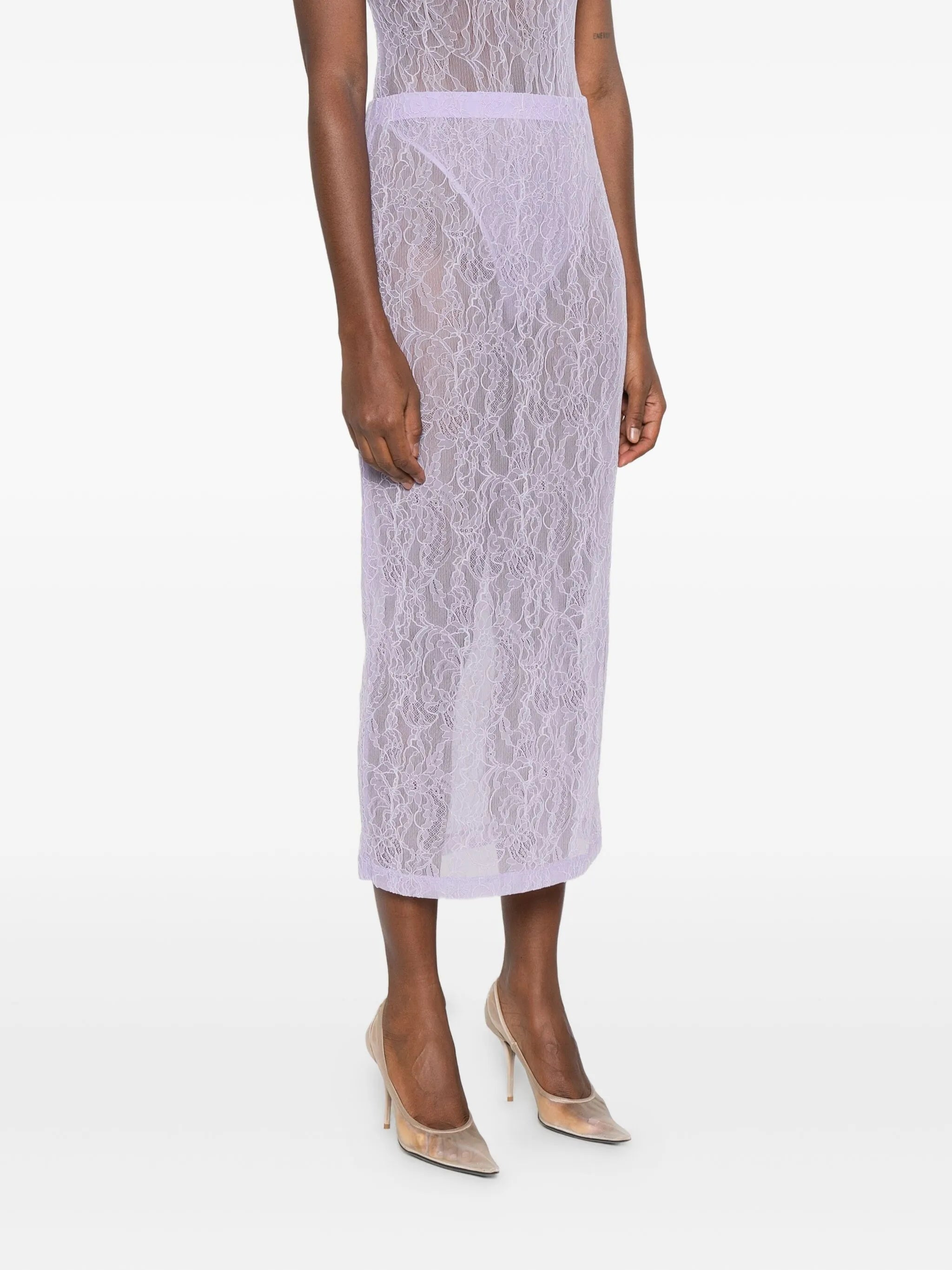 lace tube midi skirt
