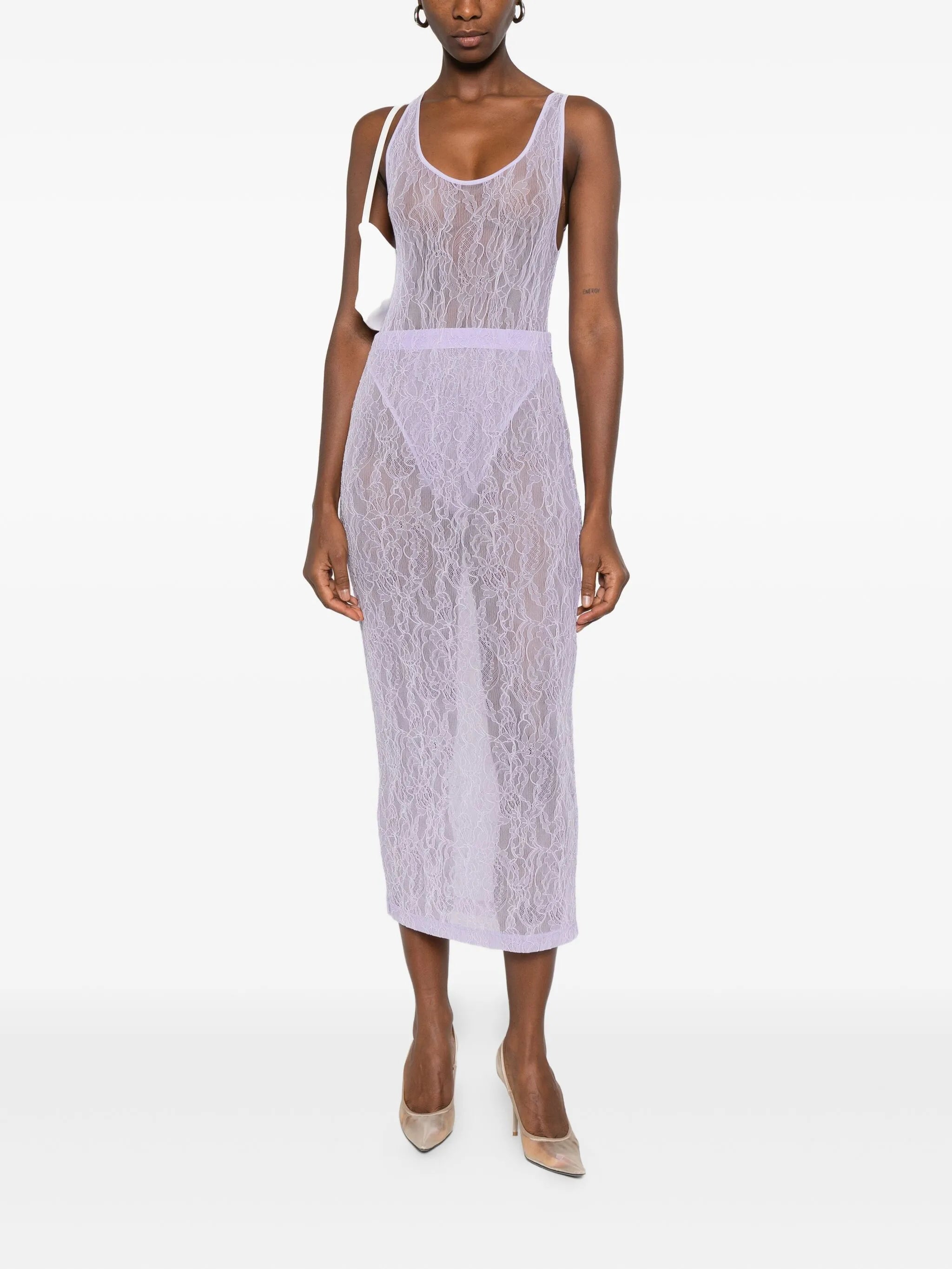 lace tube midi skirt