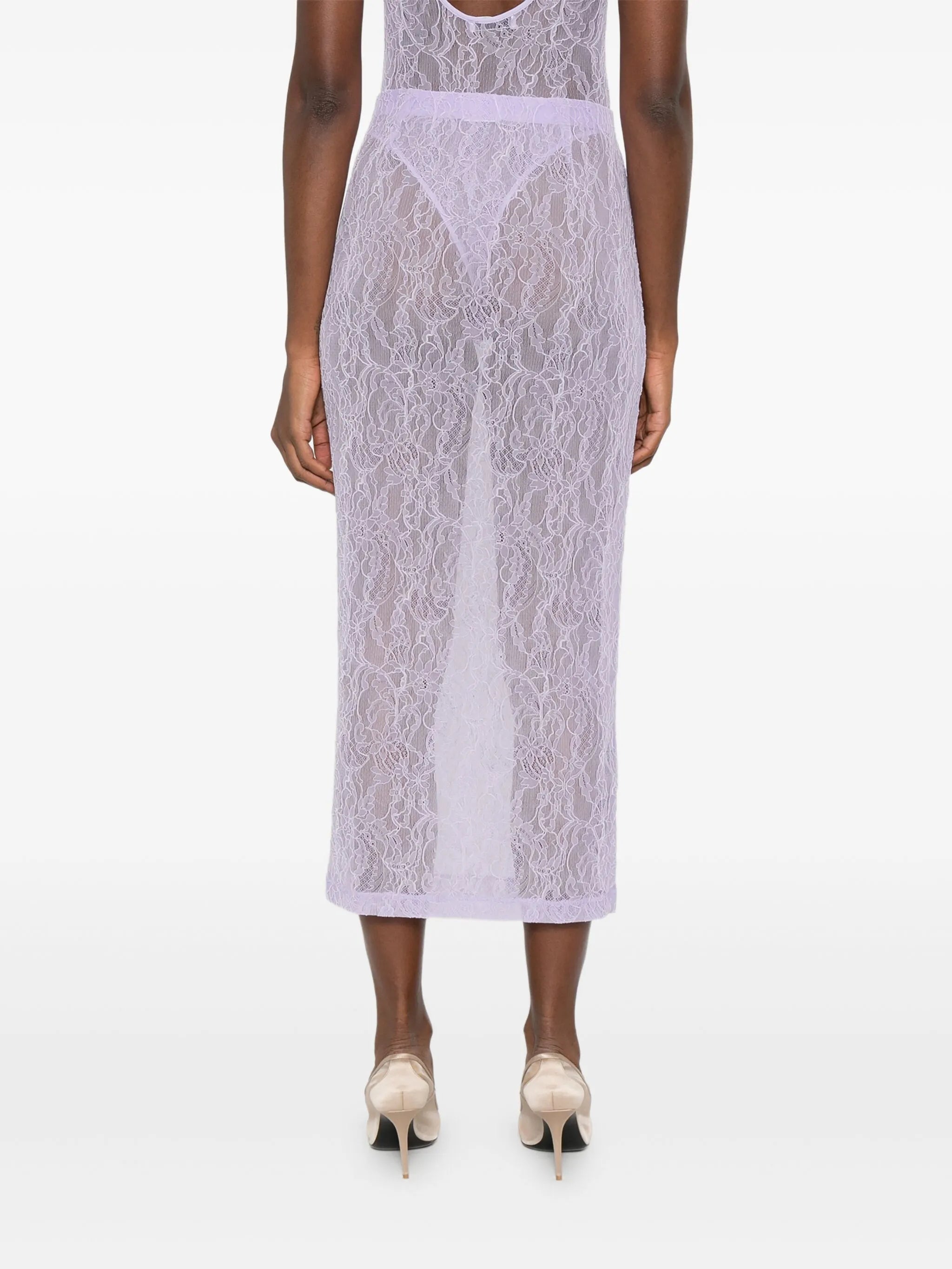lace tube midi skirt
