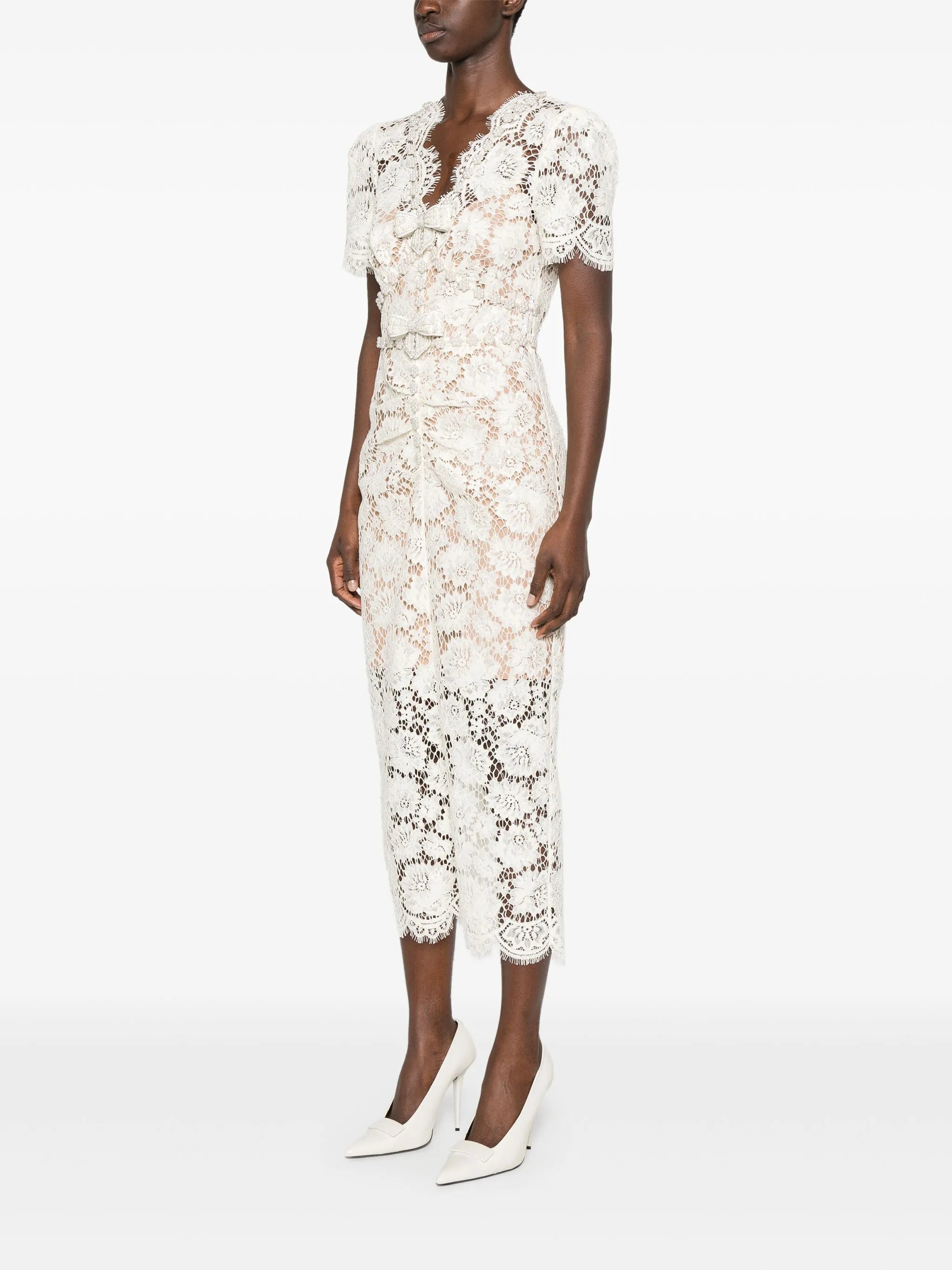 fine-lace midi dress