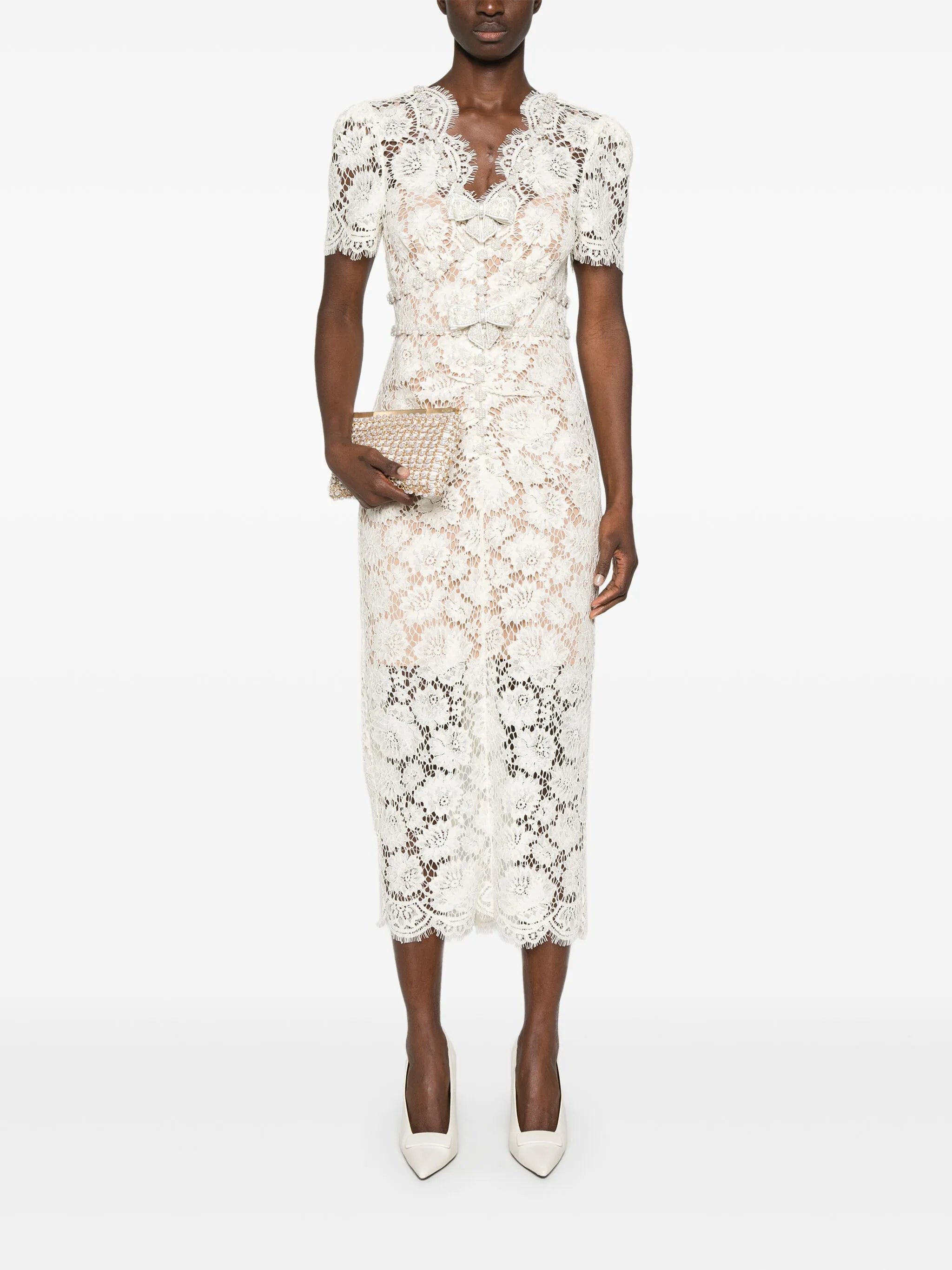 fine-lace midi dress