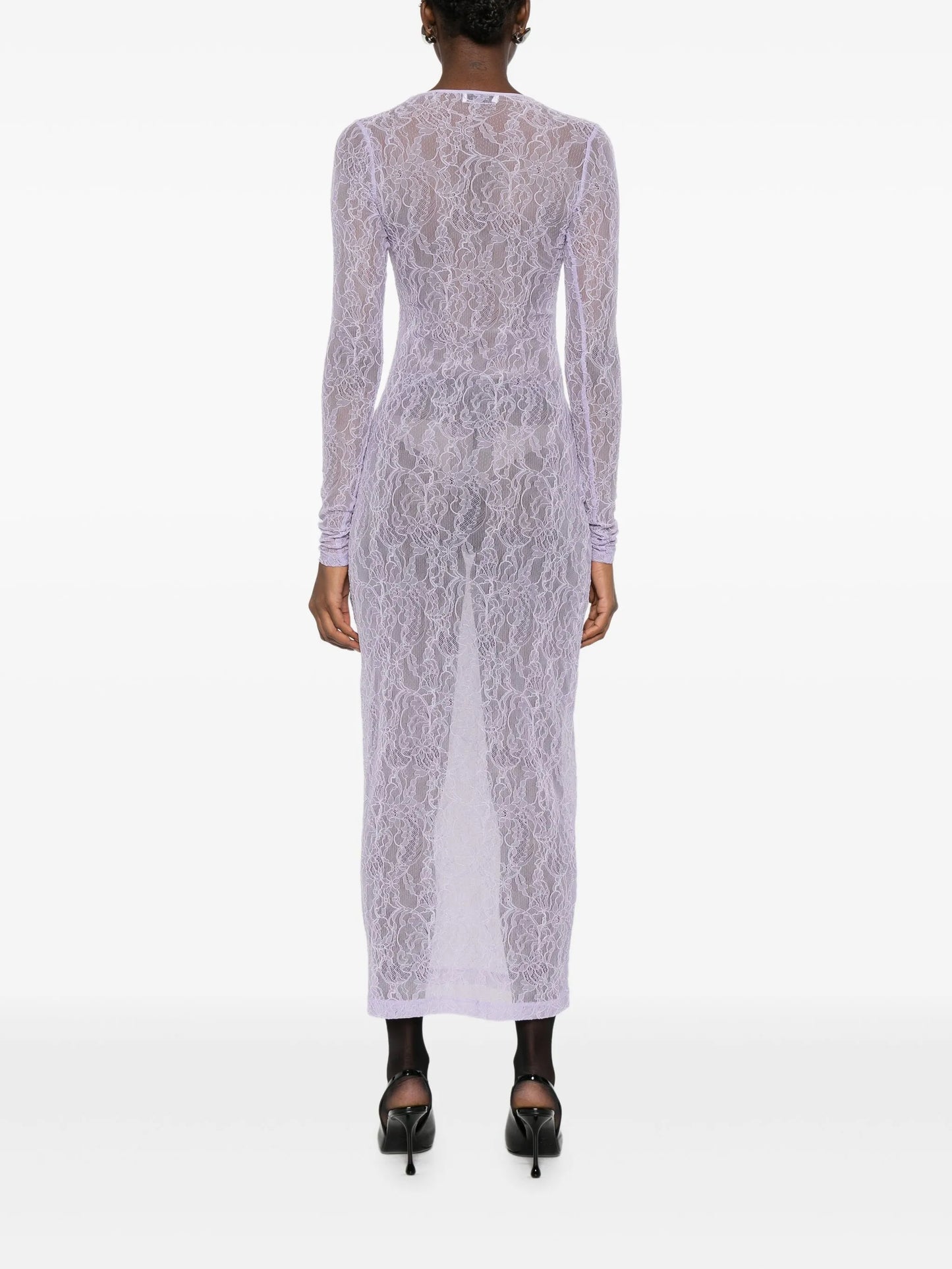 lace long-sleeve midi dress