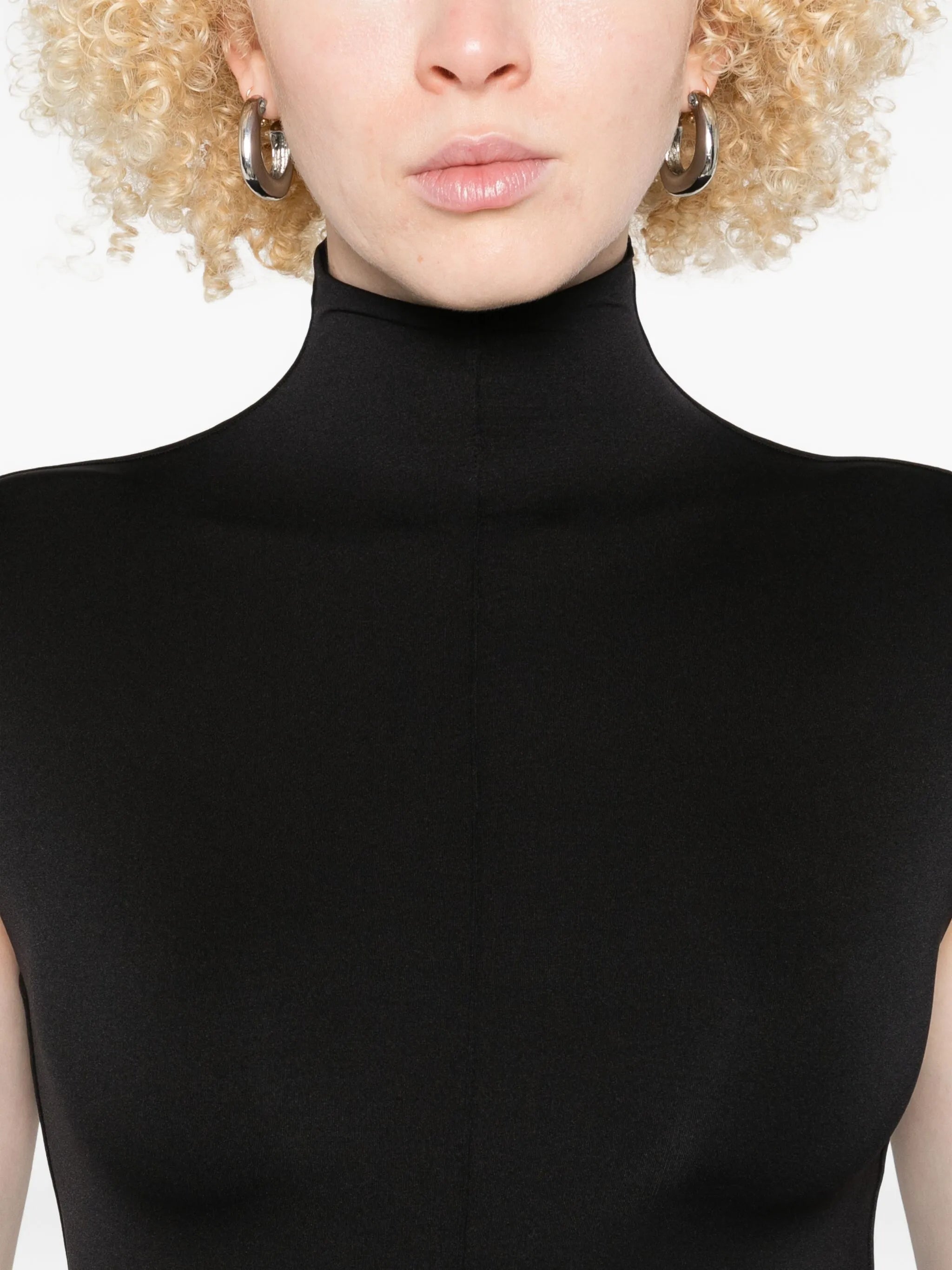 high-neck sleeveless bodysuit
