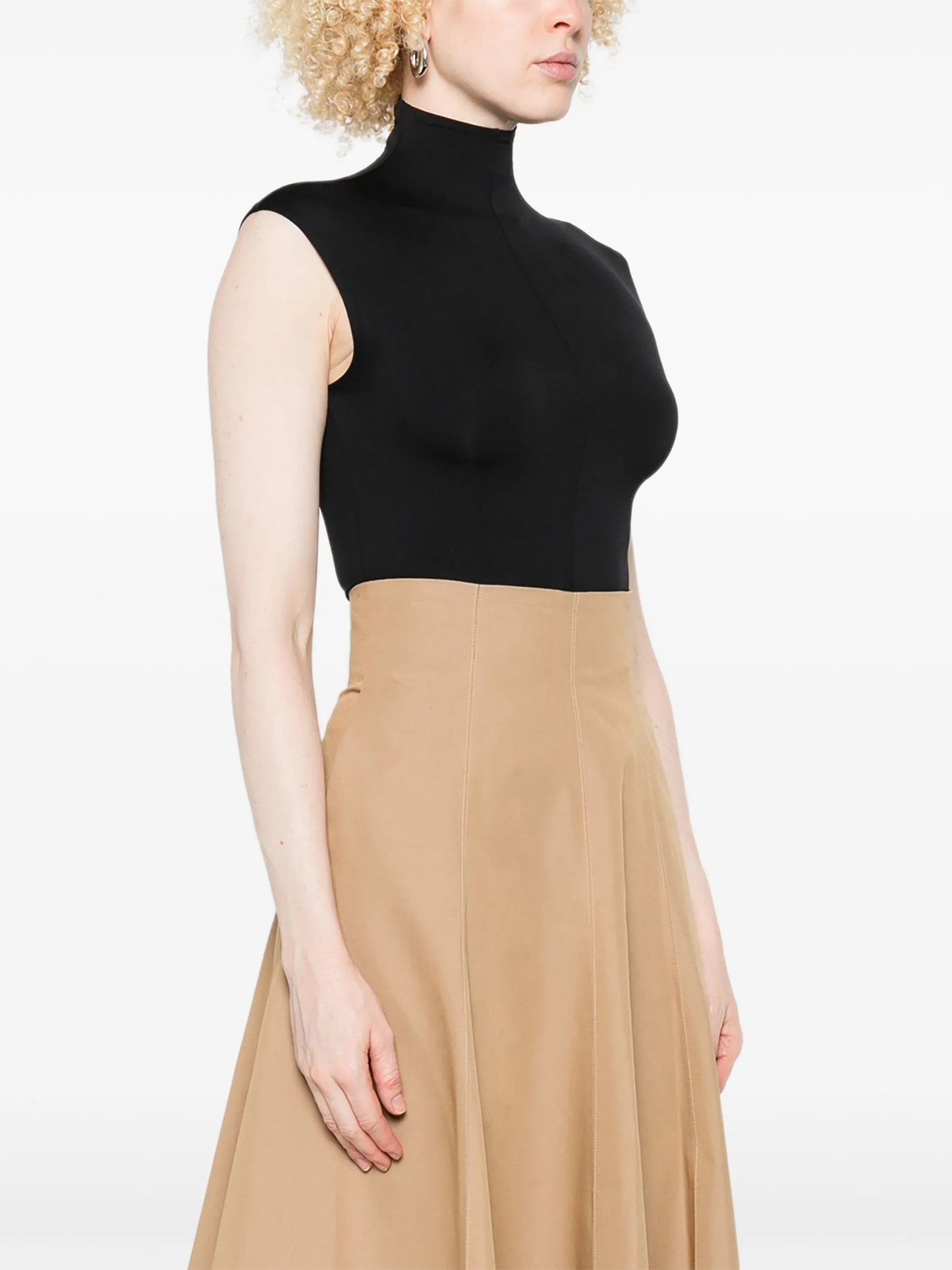 high-neck sleeveless bodysuit