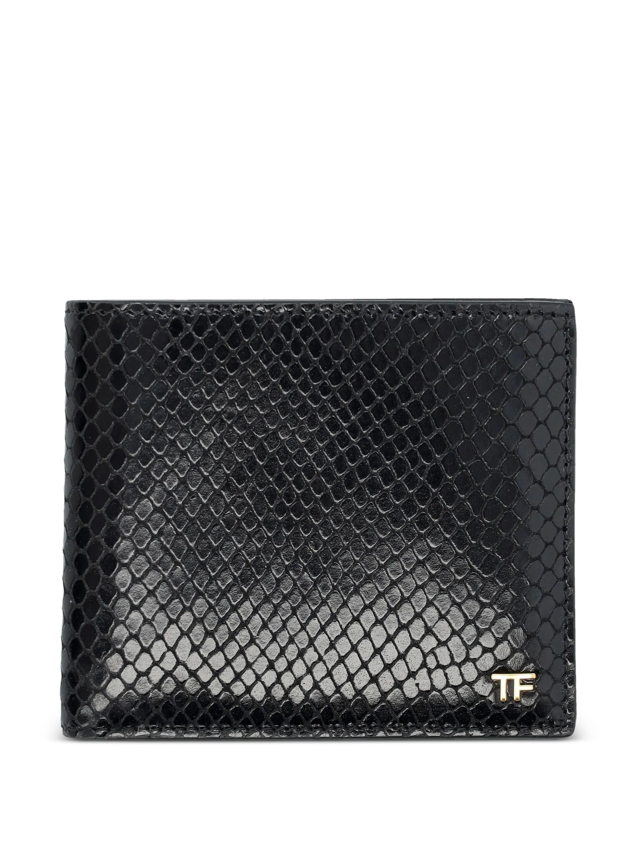 Phyton-print leather wallet