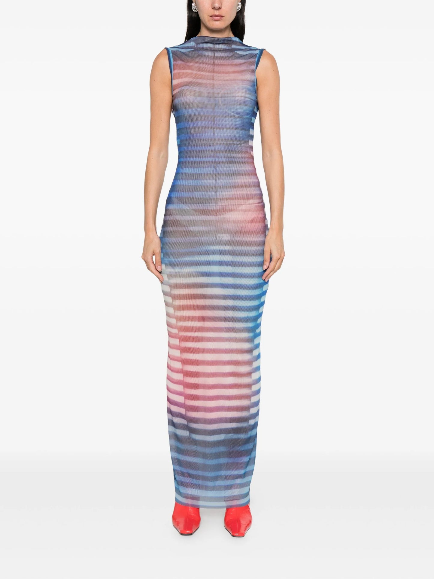 striped sleeveless dress