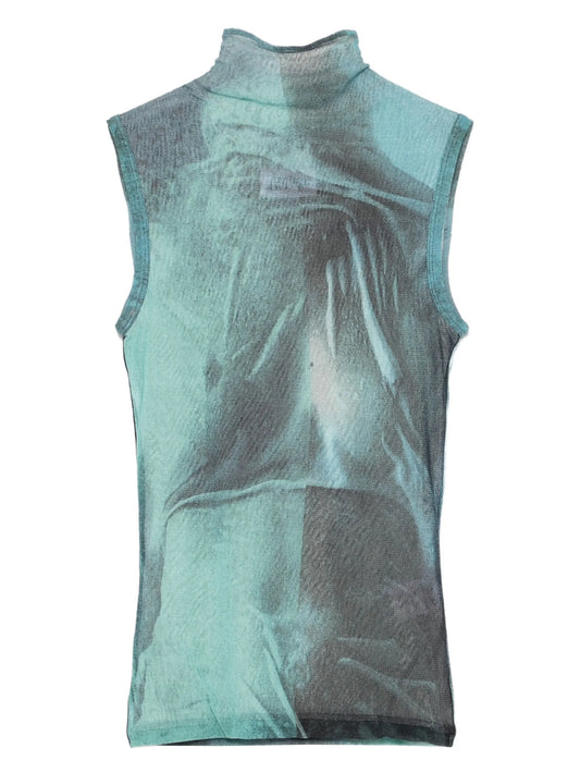 graphic-print high-neck tank top