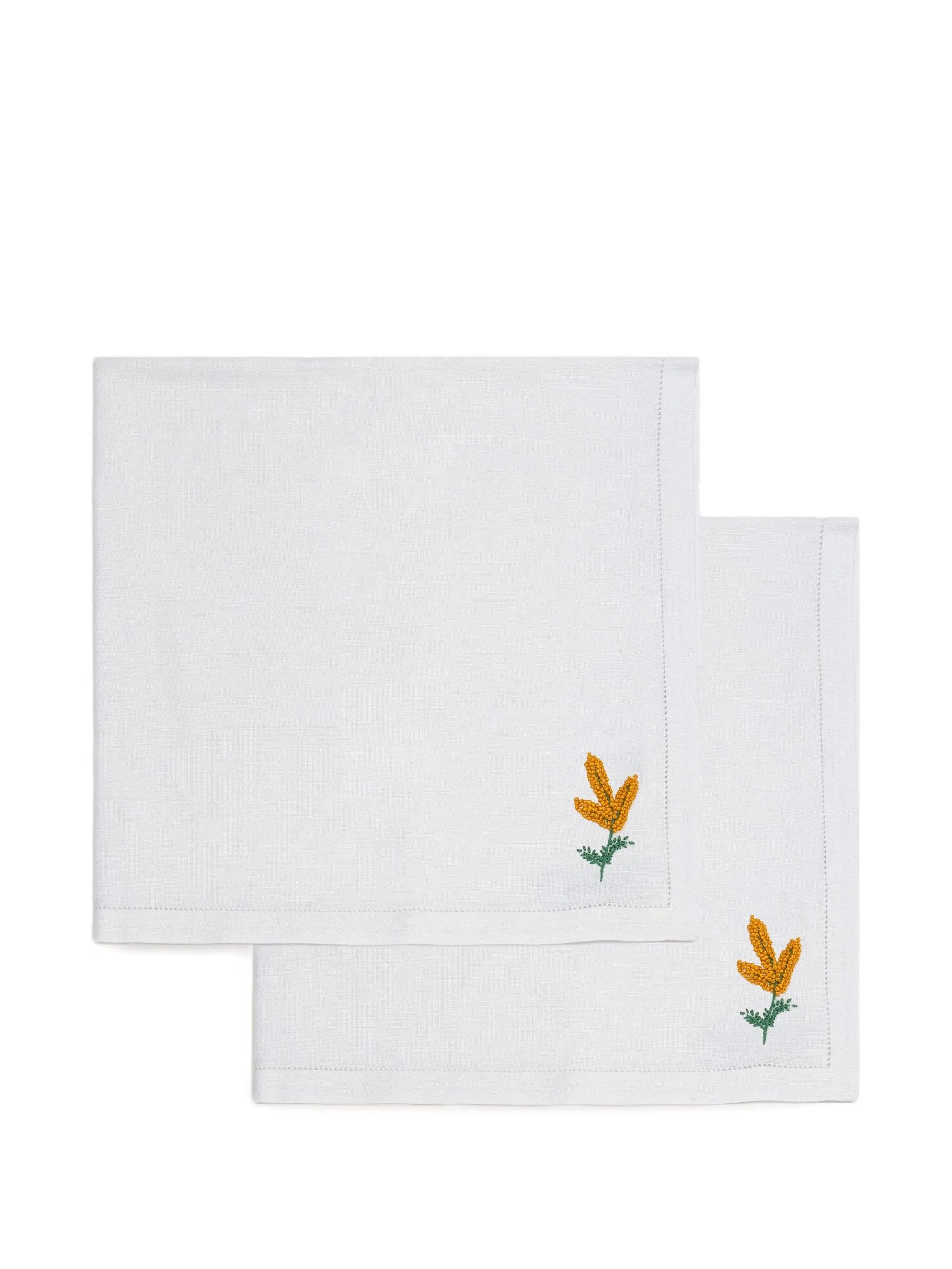 mimosa-embroidered napkins (set of two)