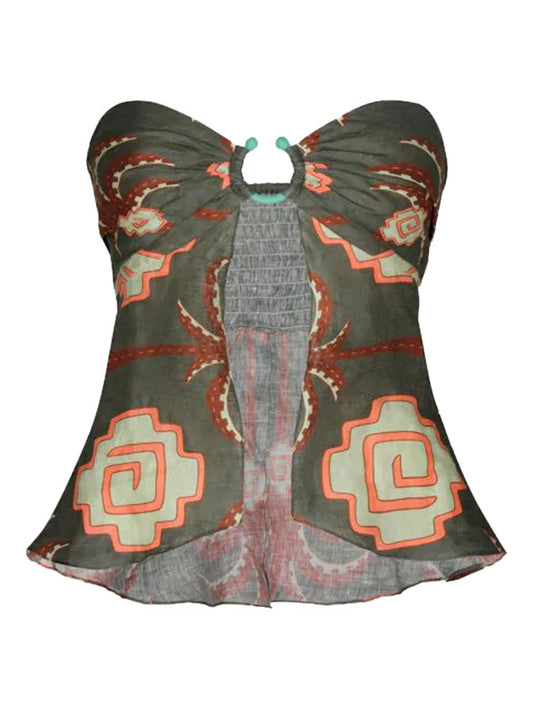 Arkana ring-detail strapless top