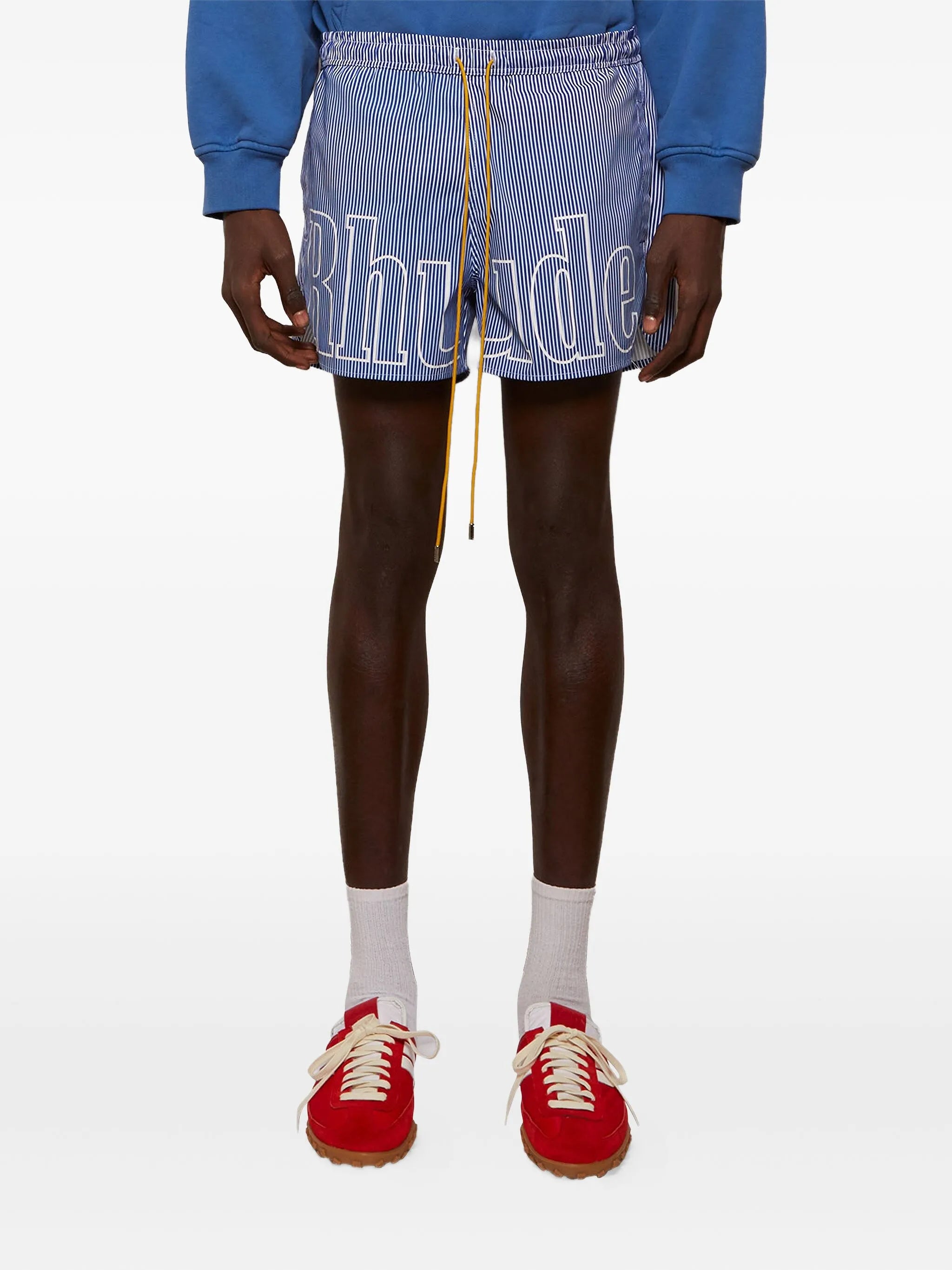 logo striped swim shorts