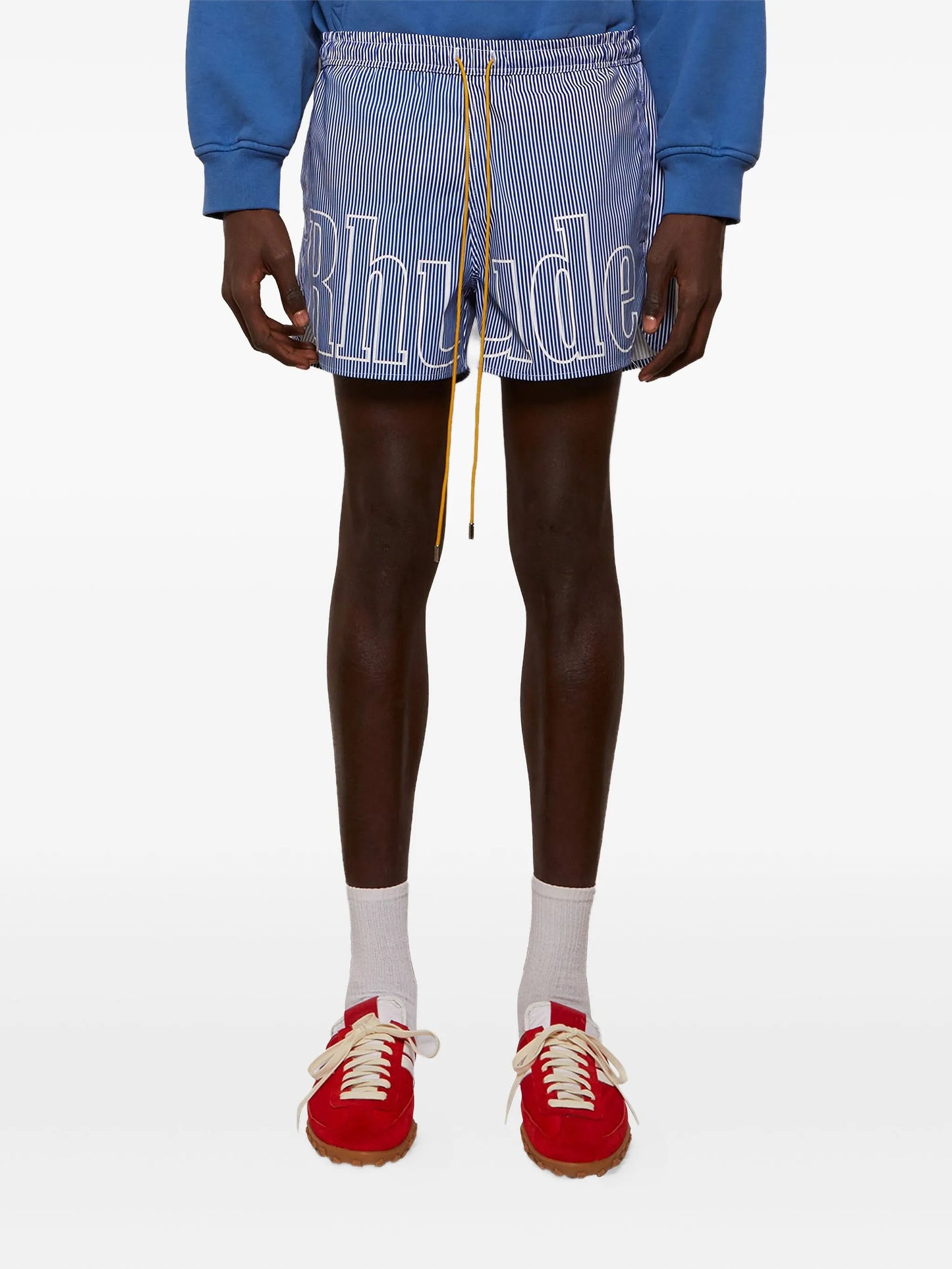 logo striped swim shorts