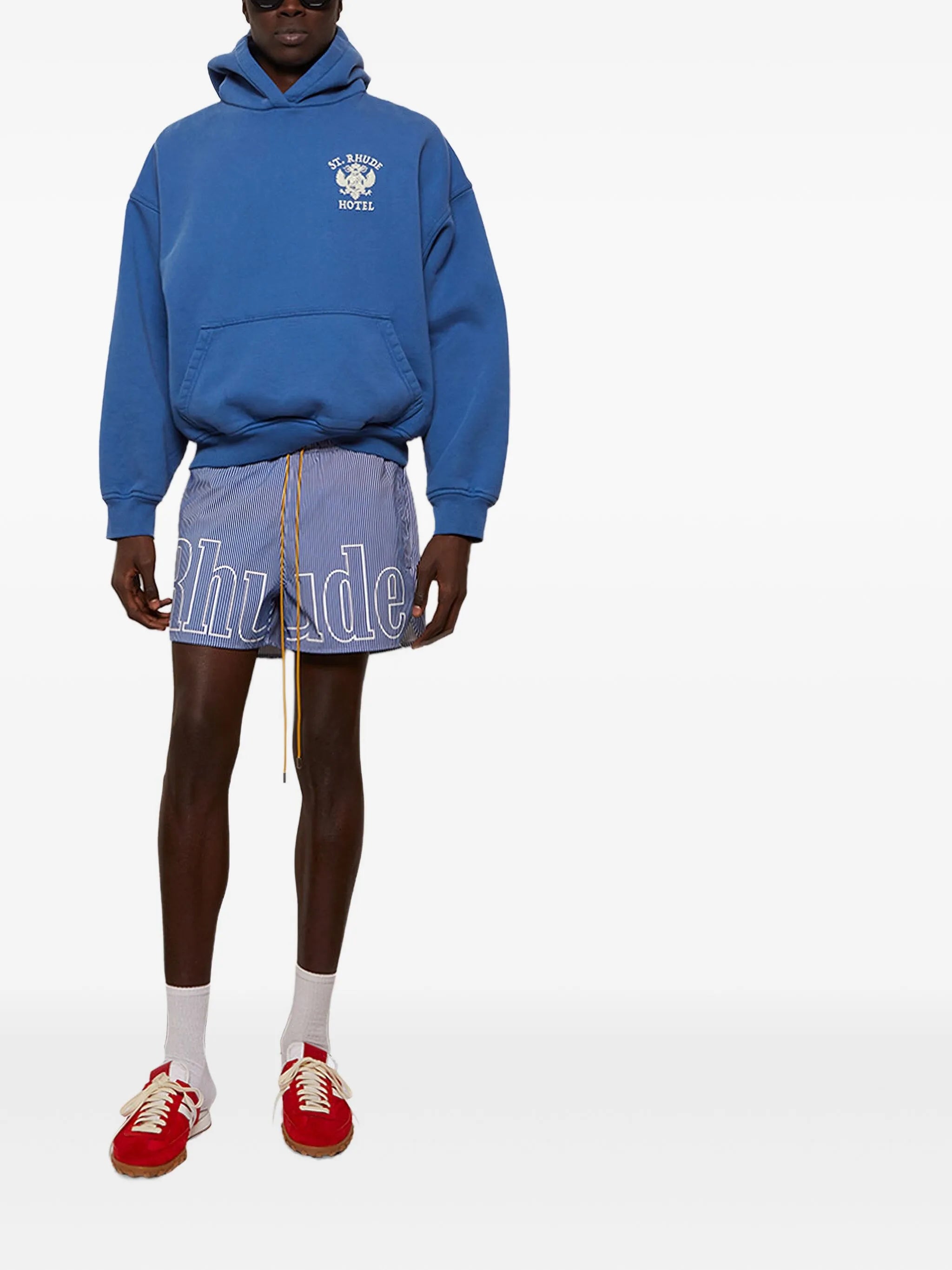 logo striped swim shorts