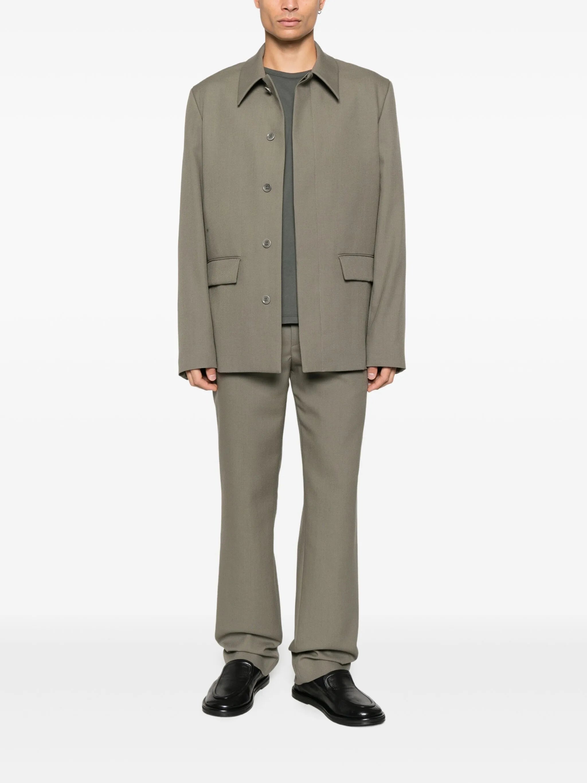 concealed-fastening wool trousers