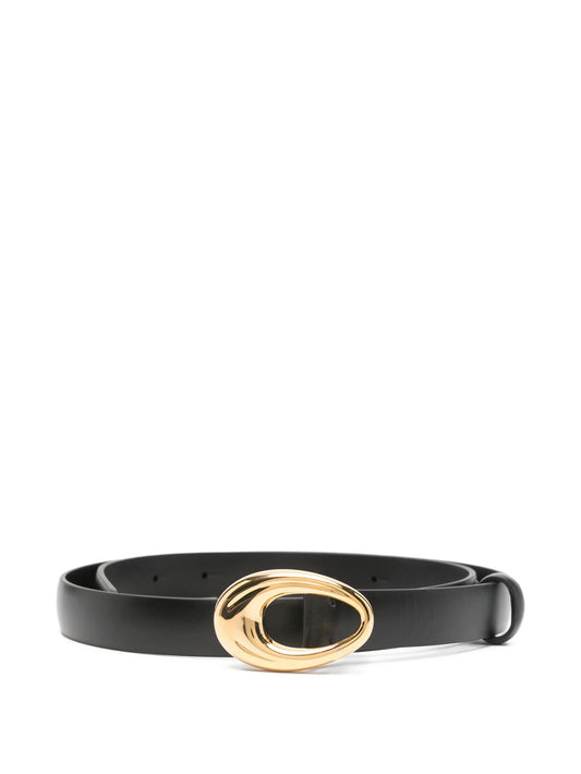 oval-buckle leather belt