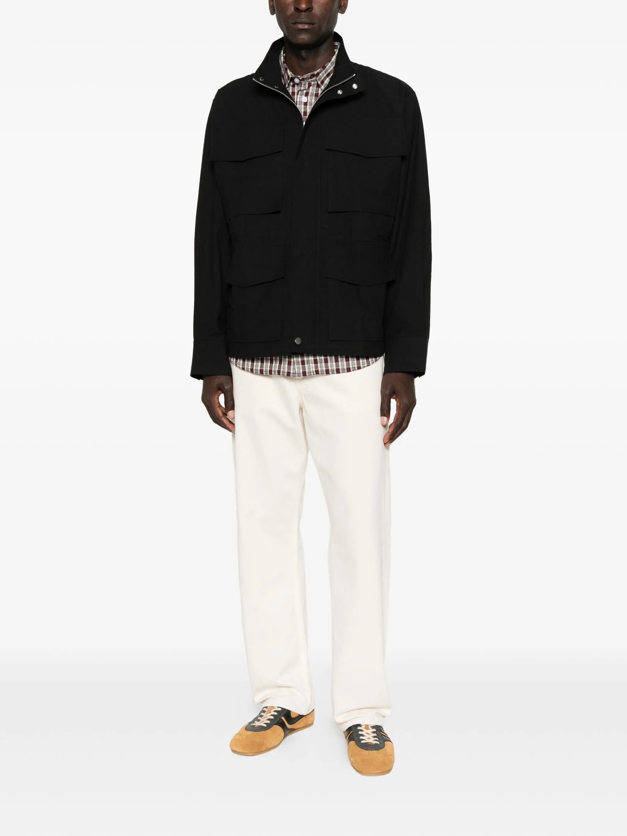 elasticated-waist multi-pocket jacket