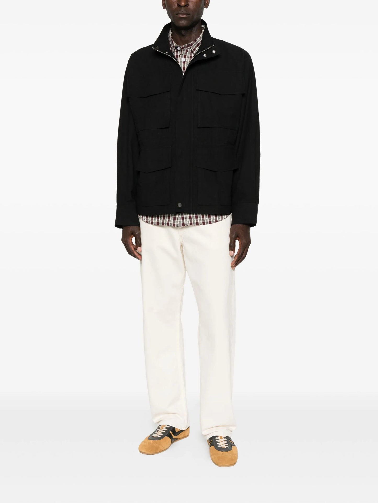 elasticated-waist multi-pocket jacket