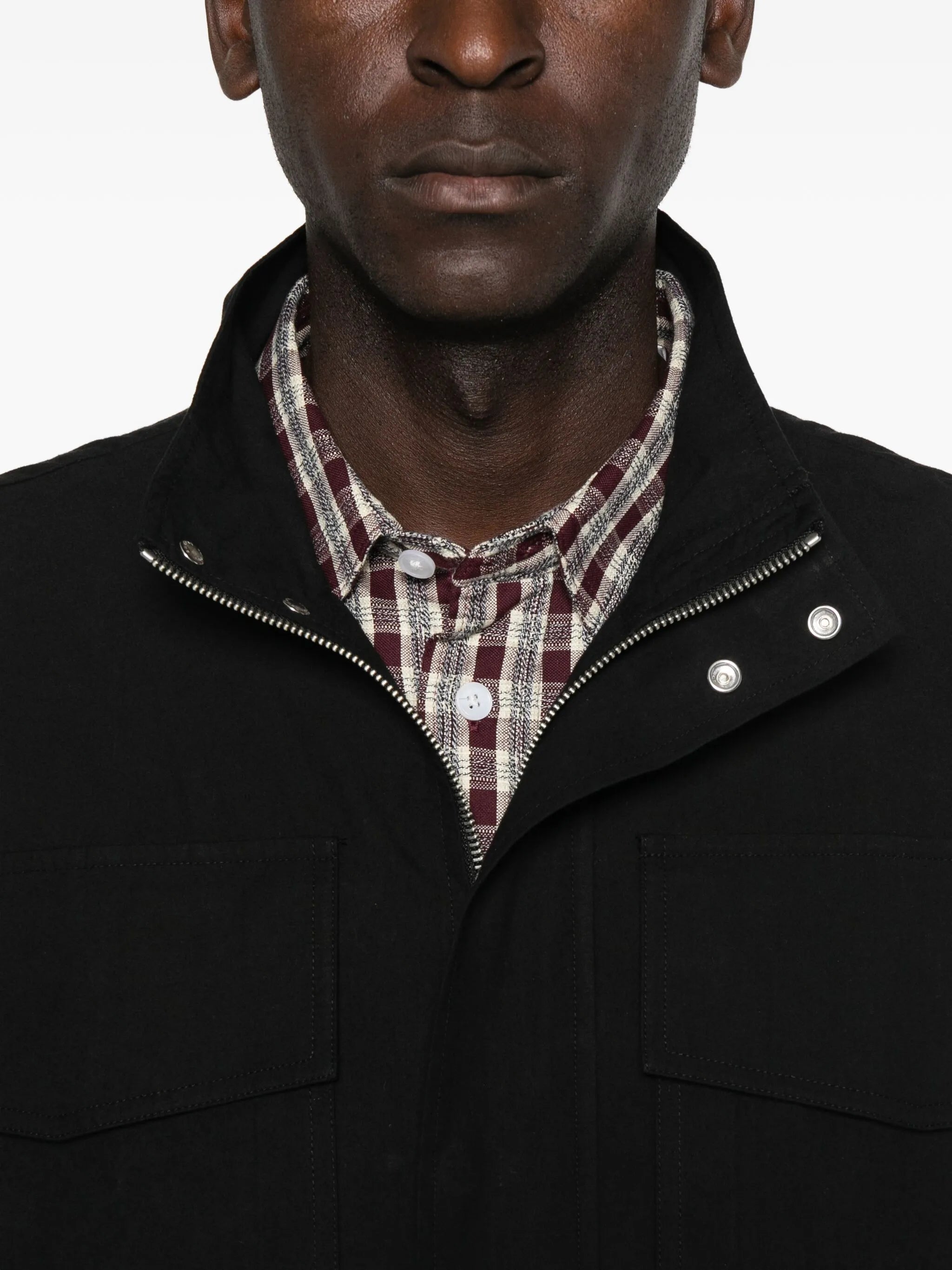 elasticated-waist multi-pocket jacket