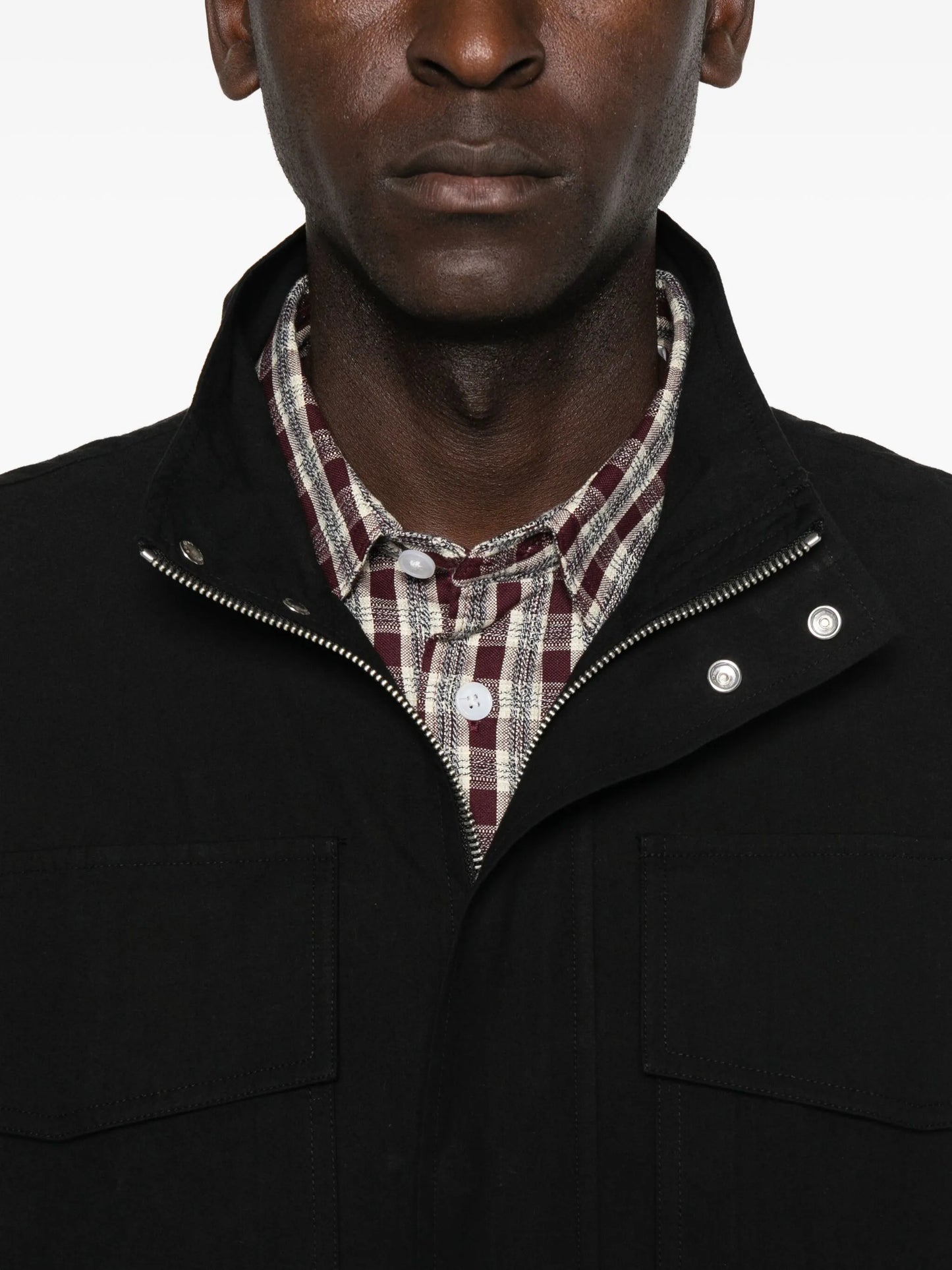 elasticated-waist multi-pocket jacket