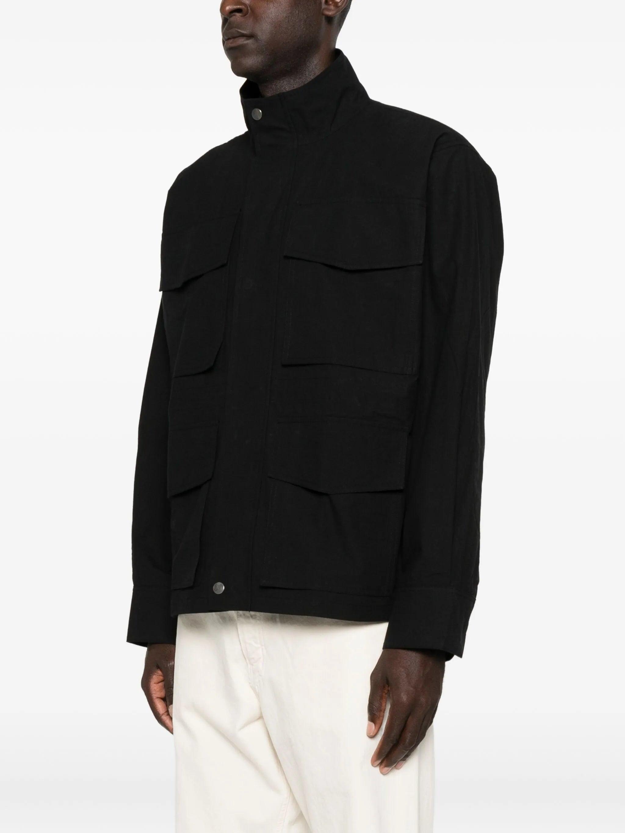 elasticated-waist multi-pocket jacket