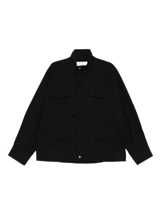 elasticated-waist multi-pocket jacket