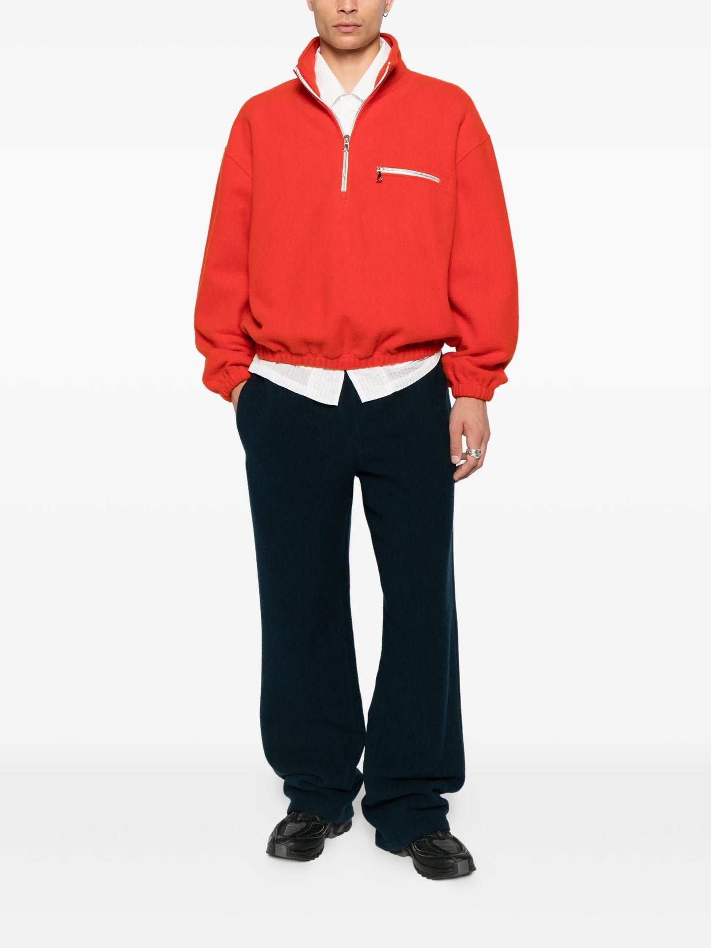 virgin wool zip-up sweater