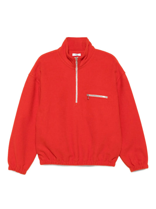 virgin wool zip-up sweater