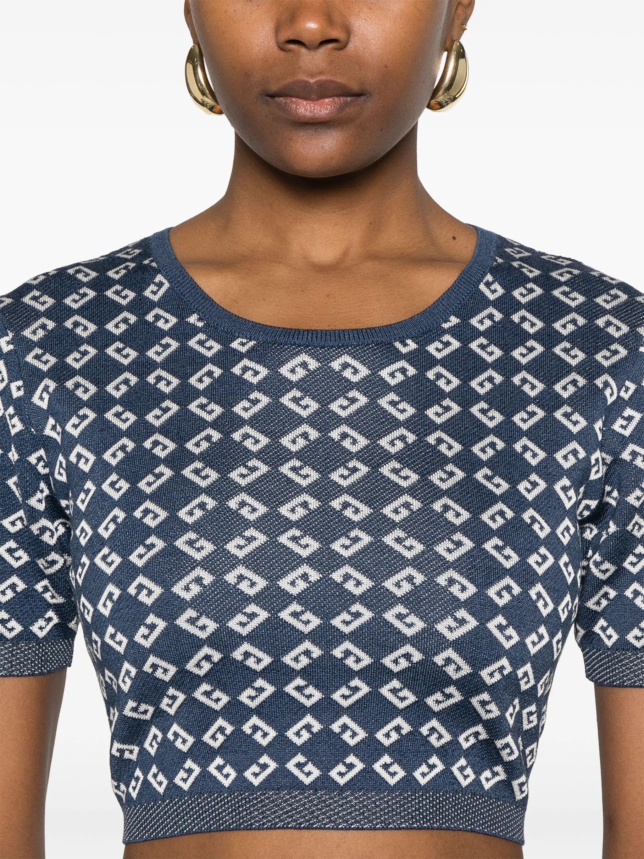 cropped sweater in monogram 72 jacquard