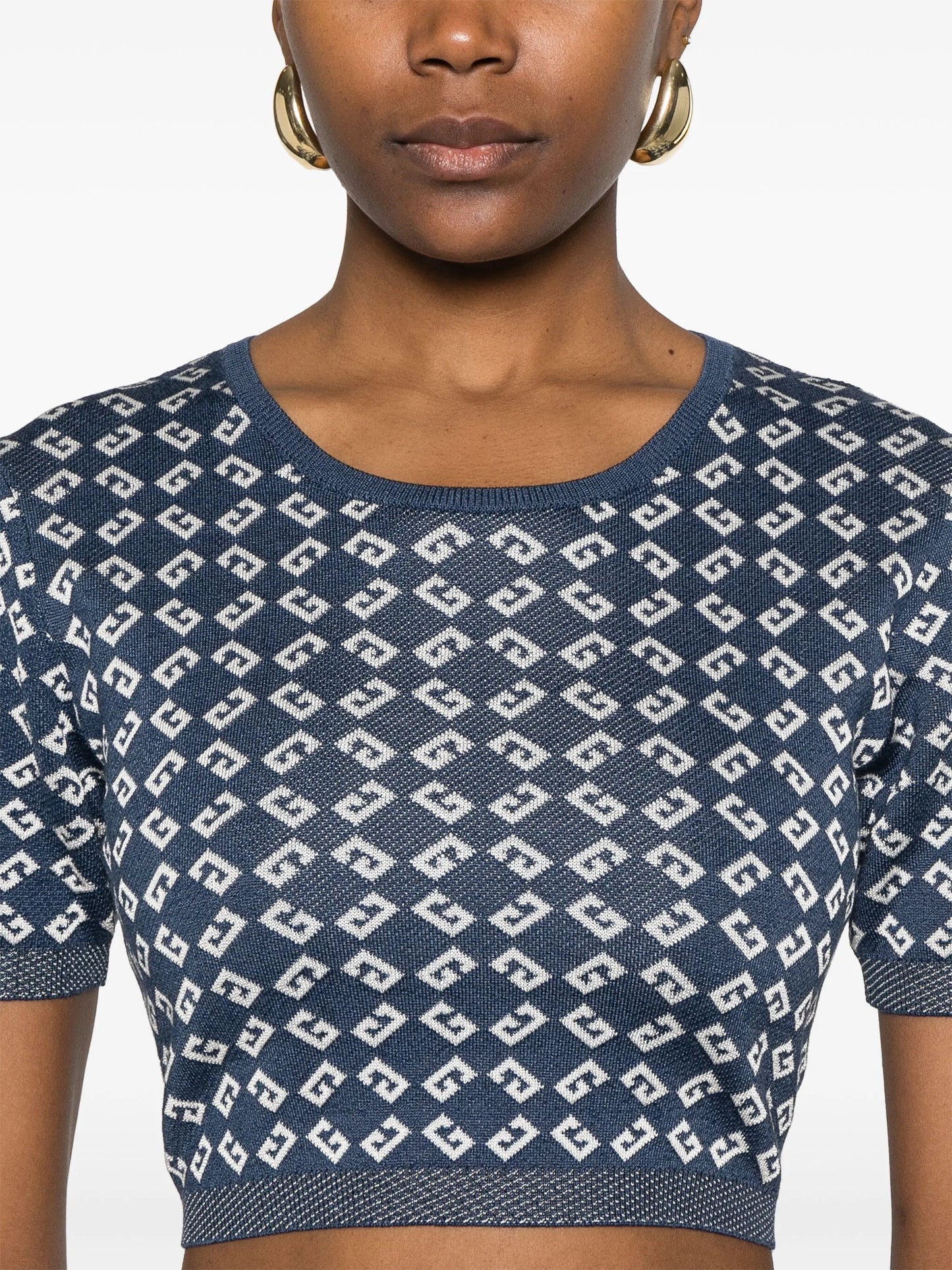 monogram 72-jacquard crop top