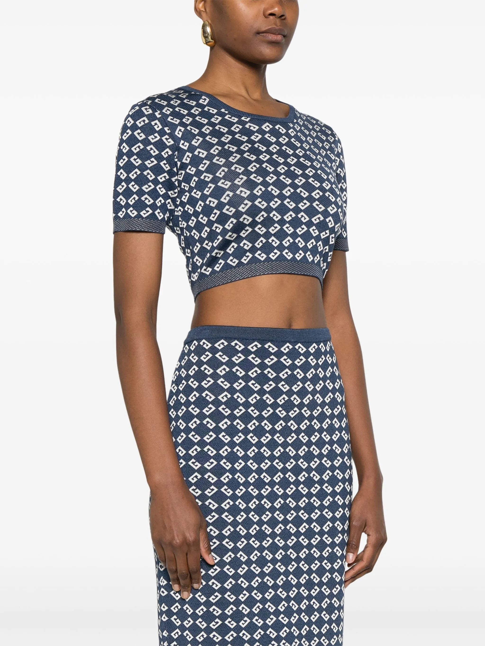 cropped sweater in monogram 72 jacquard