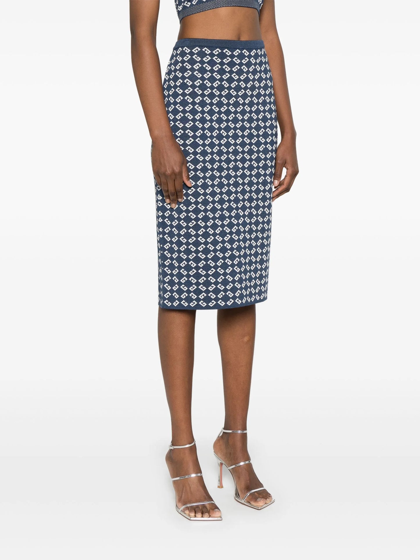 monogram 72-jacquard midi skirt