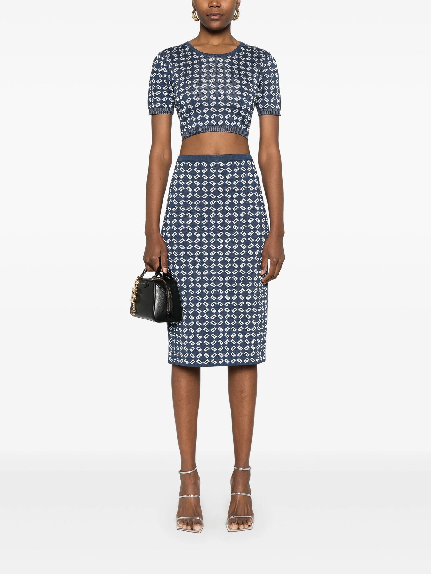 monogram 72-jacquard midi skirt