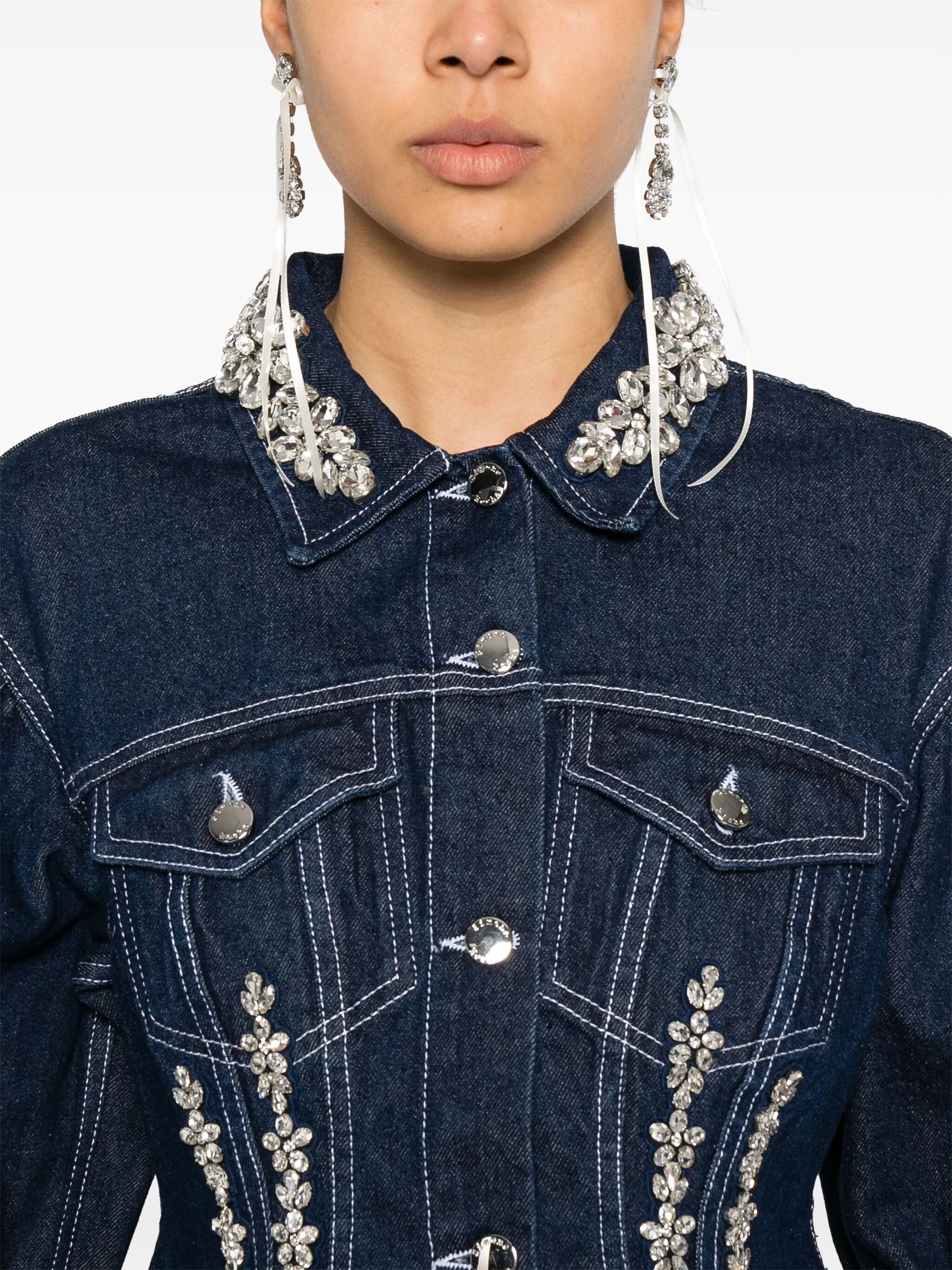 crystal-embellished denim jacket