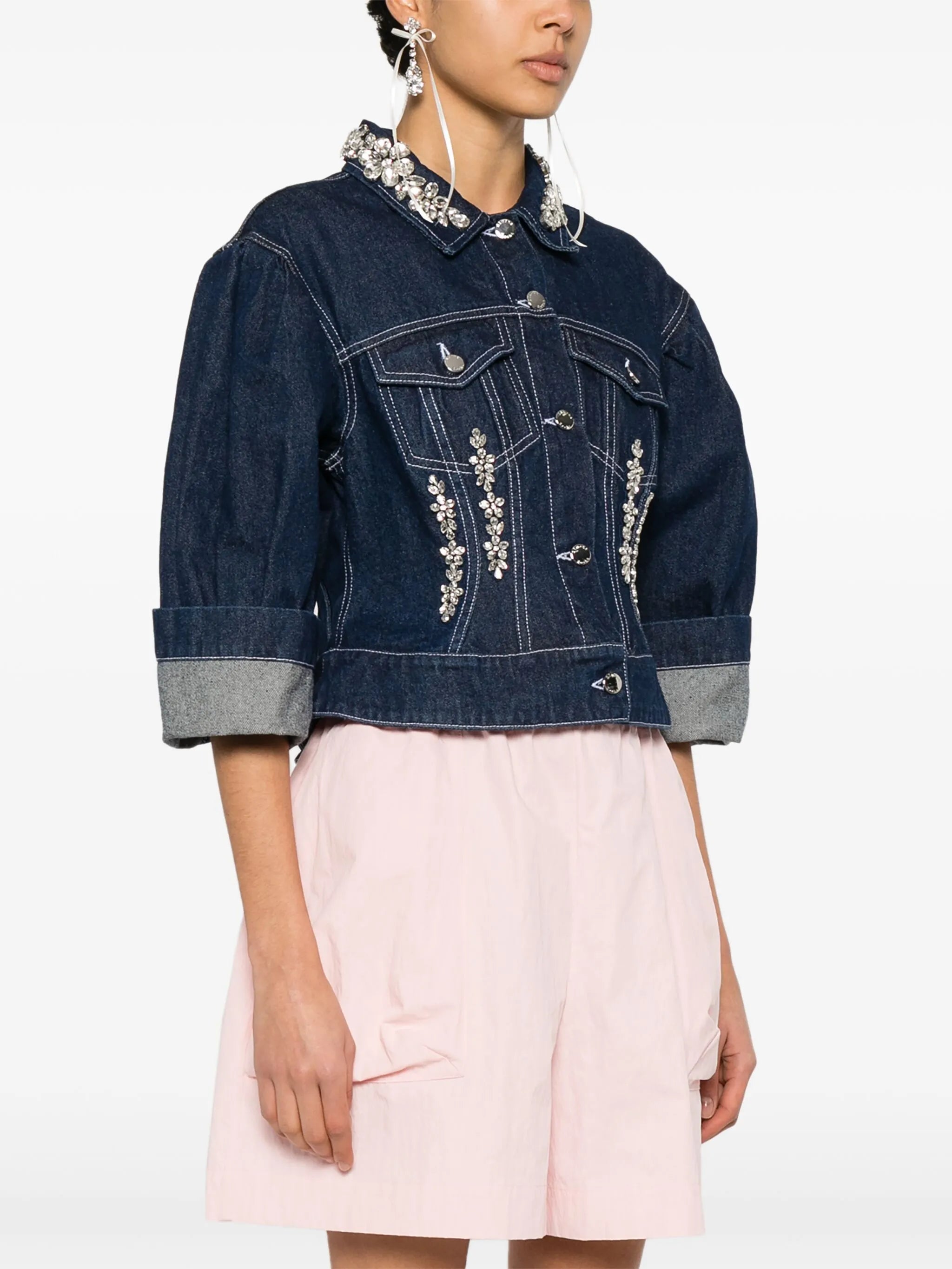 crystal-embellished denim jacket