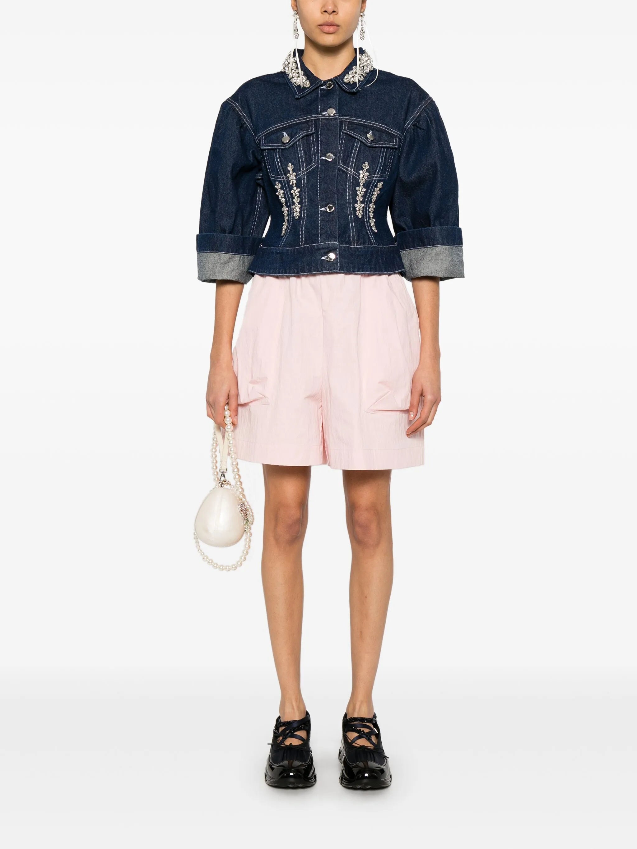 crystal-embellished denim jacket