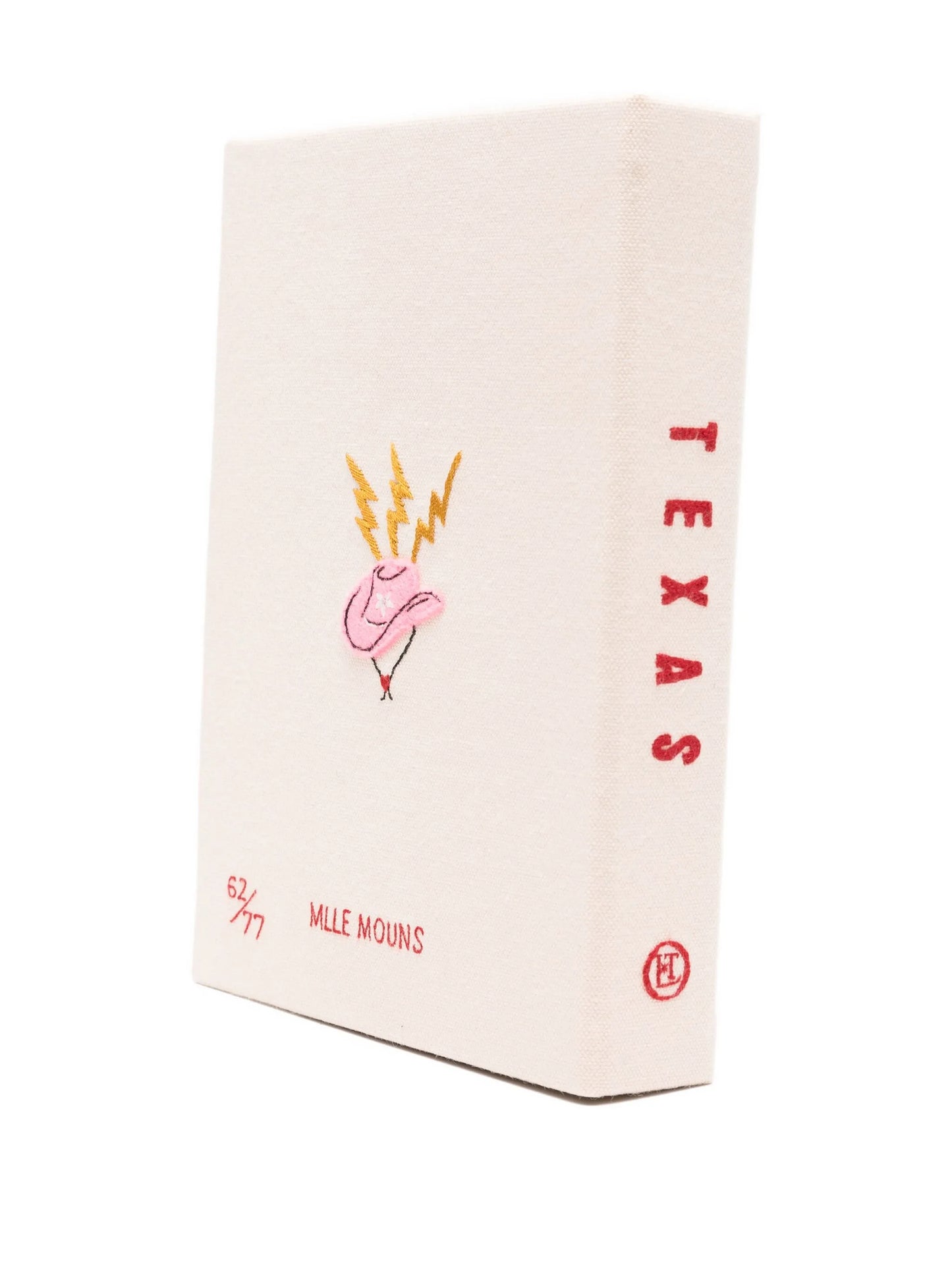 Kick Off Your Boots embroidered mini book clutch