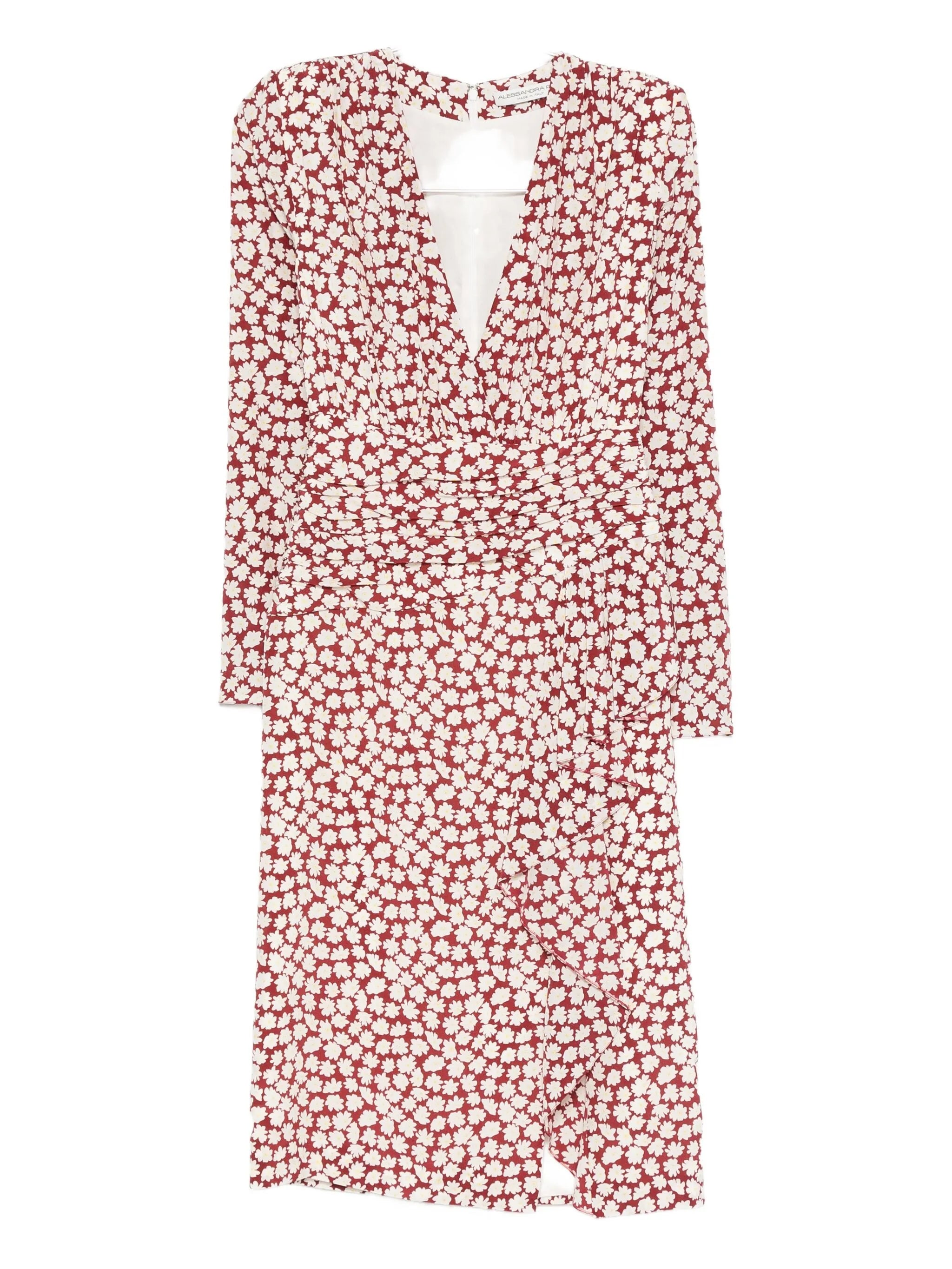 floral-print draped midi dress