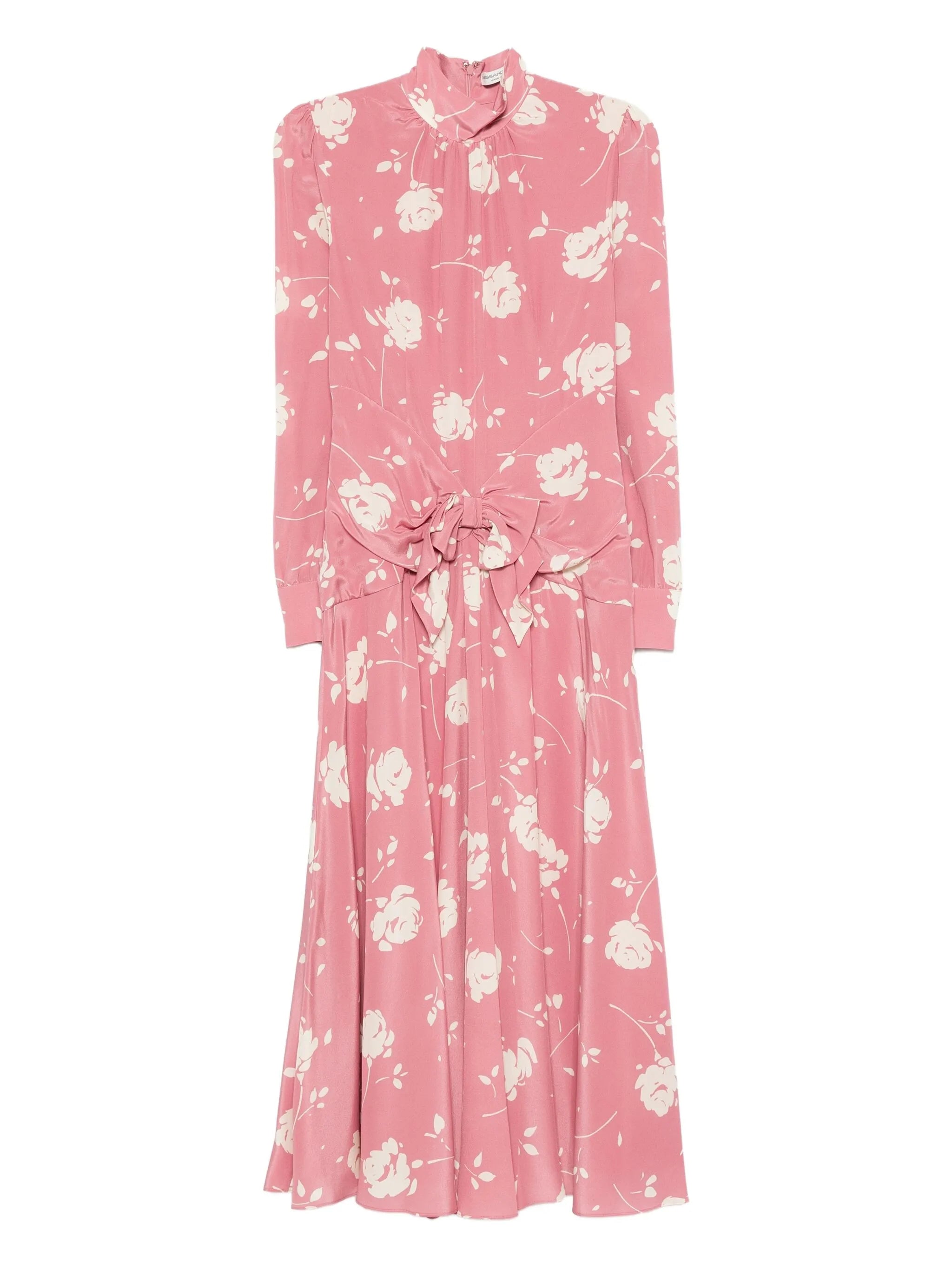 rose-print belted midi dress