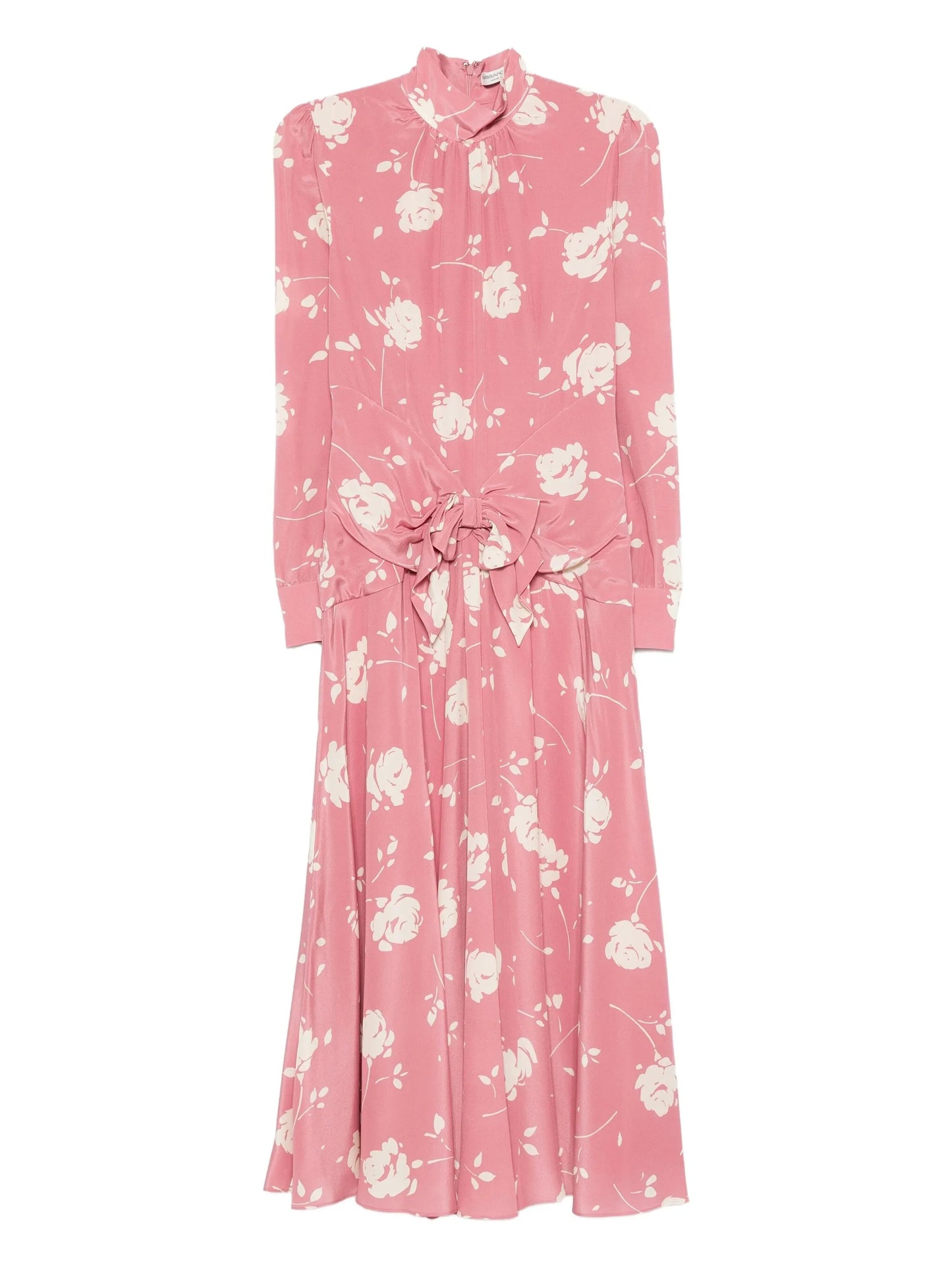 rose-print belted midi dress