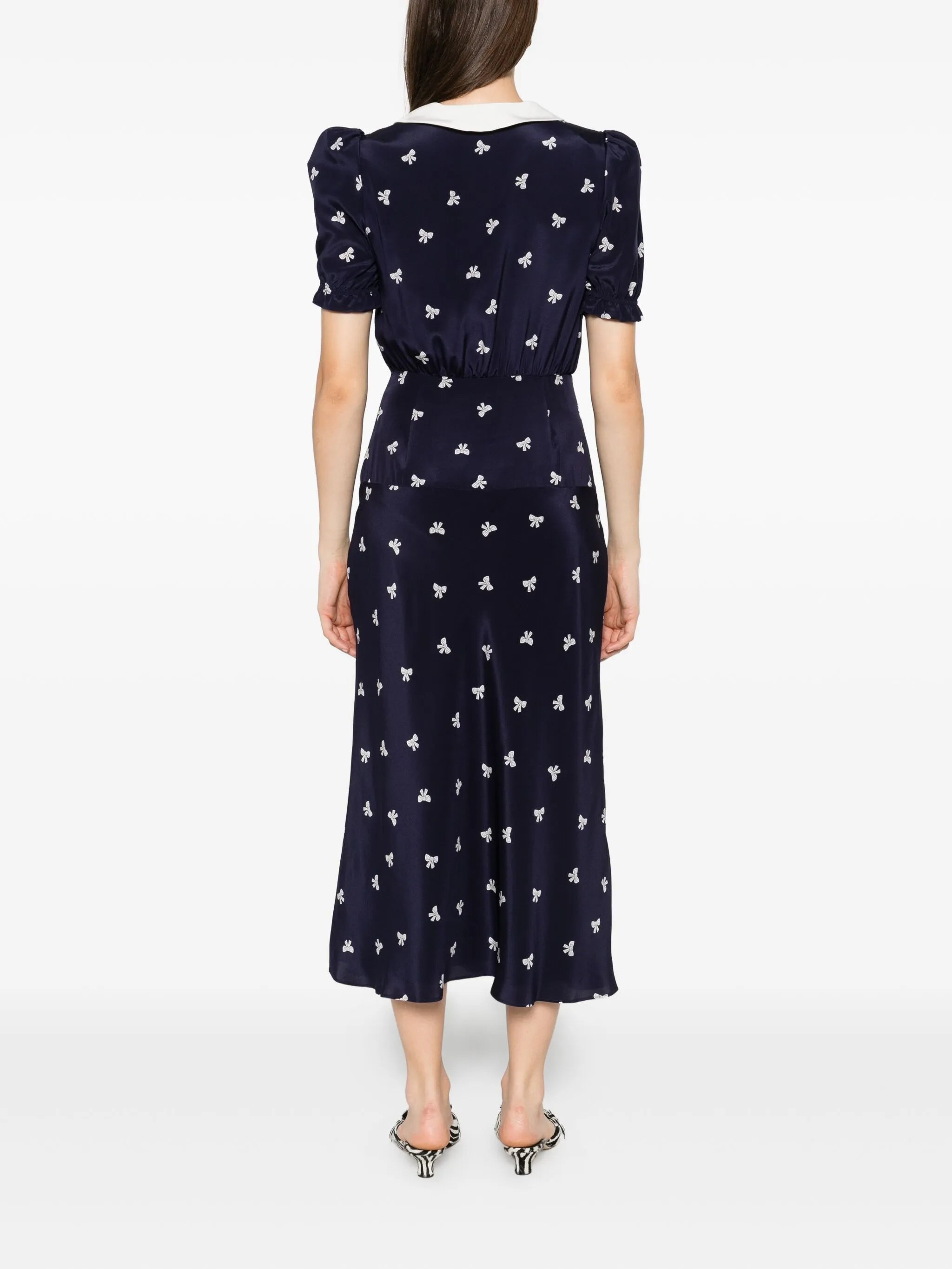 bow-print midi dress
