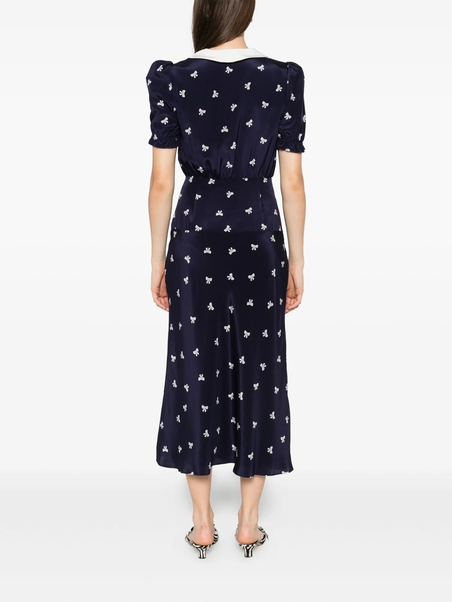 bow-print midi dress