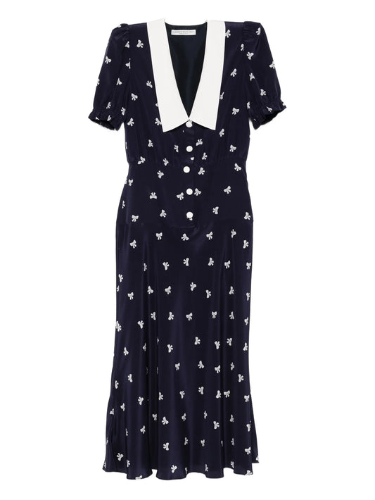 bow-print midi dress