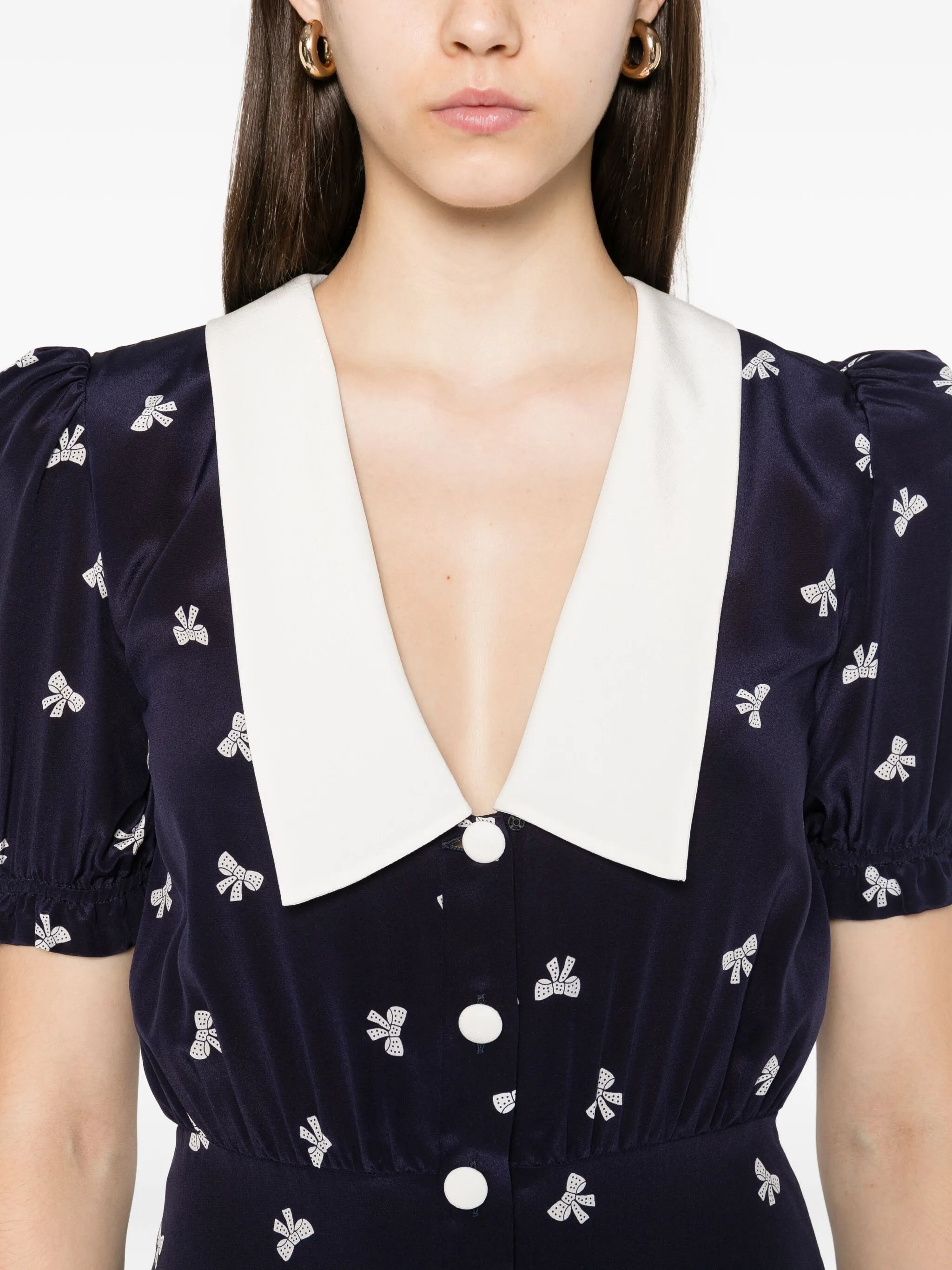 bow-print midi dress