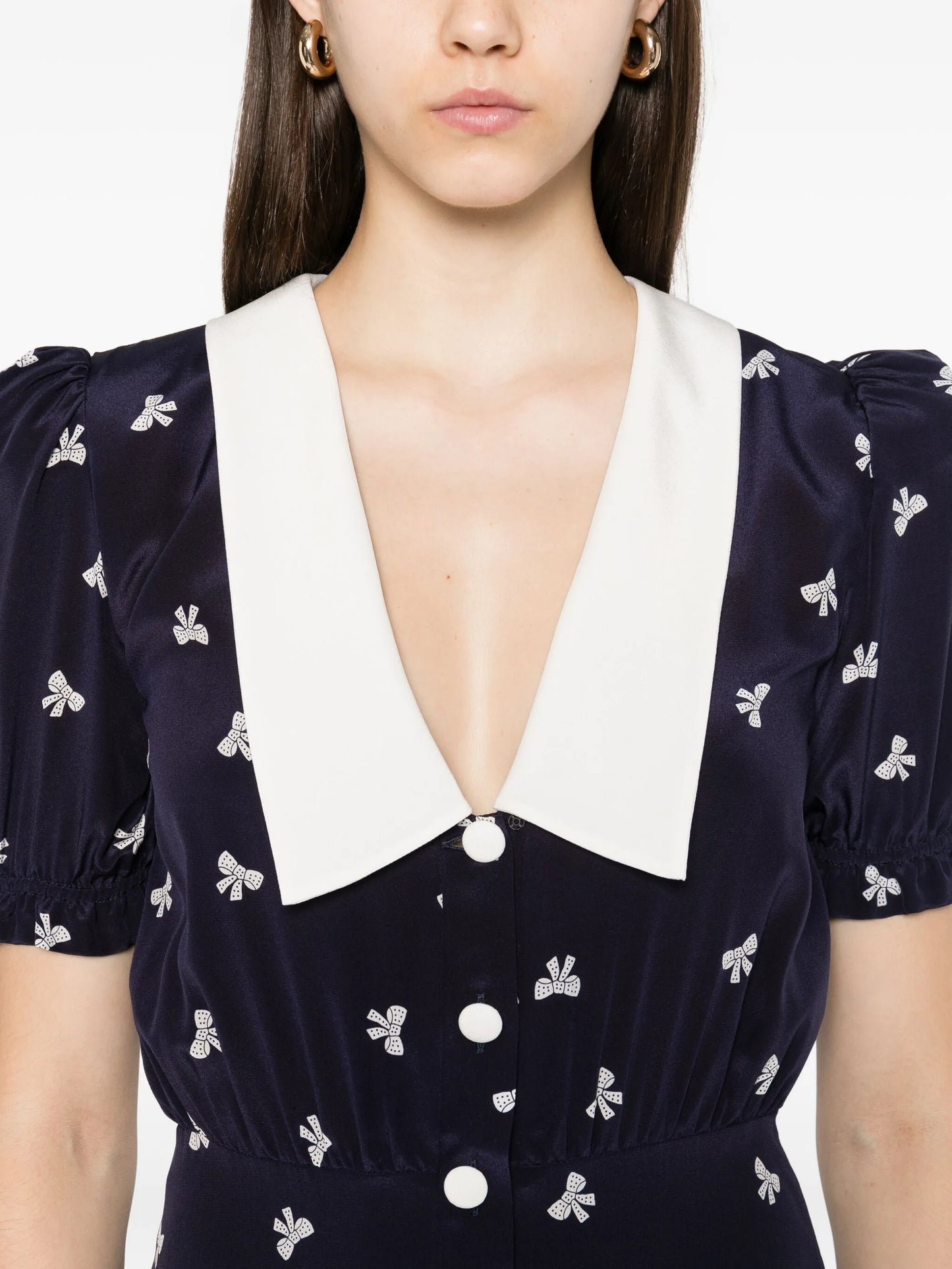 bow-print midi dress