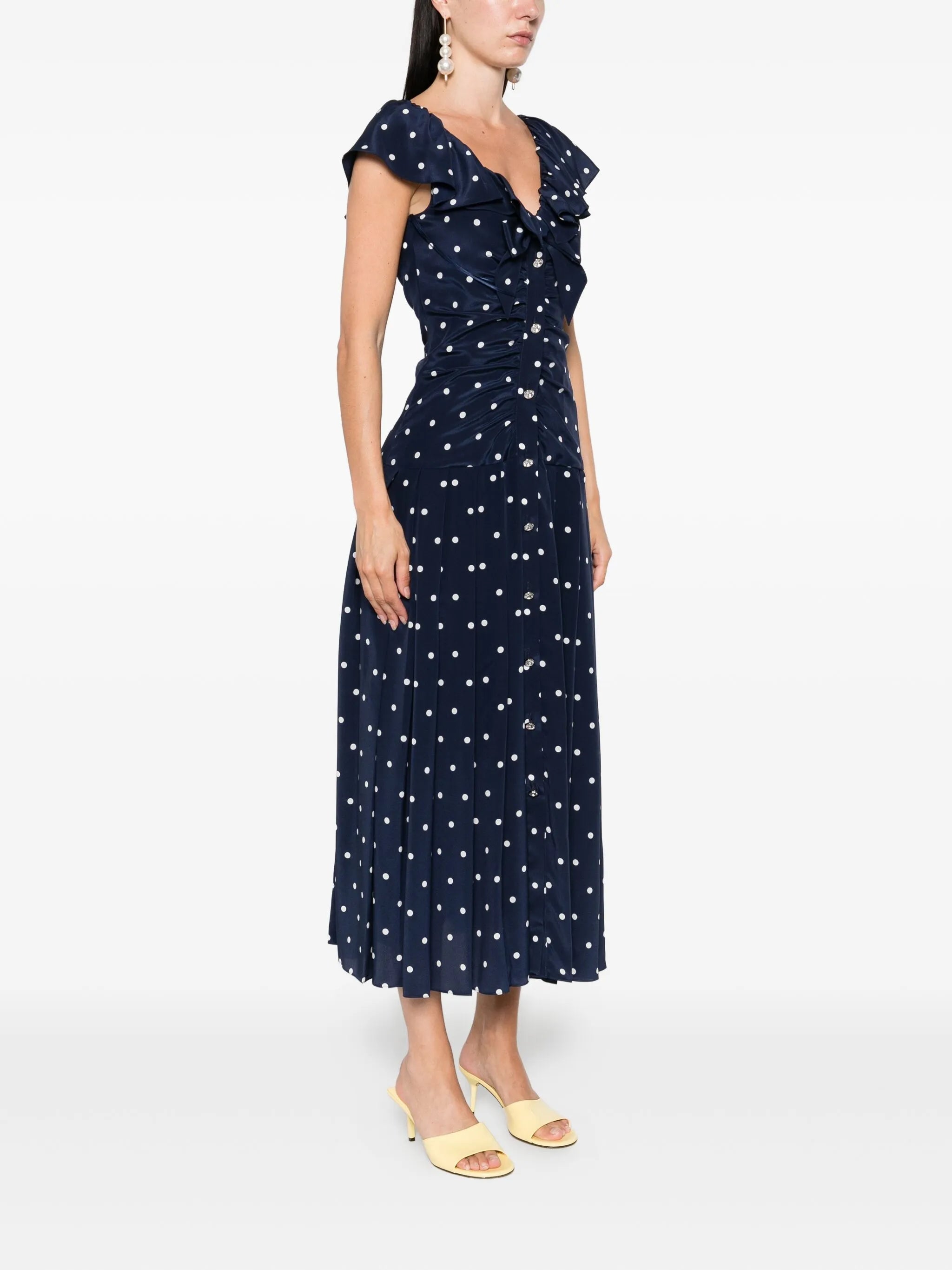 polka dot-print ruffled dress